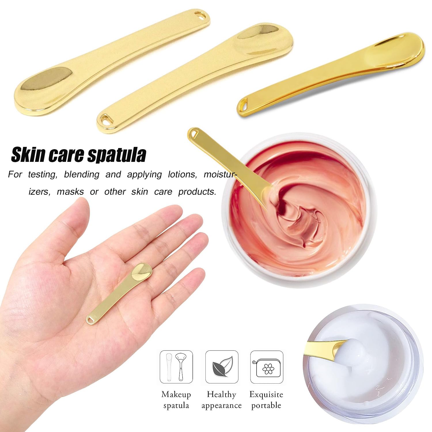 AKOAK 2-Pack Mini Metal Makeup Spatula Set - Reusable Cosmetic Applicator & Mixing Tool for Creams, Lotions, Masks | Perfect for Skincare, Foundation Blending, and Sample Preparation