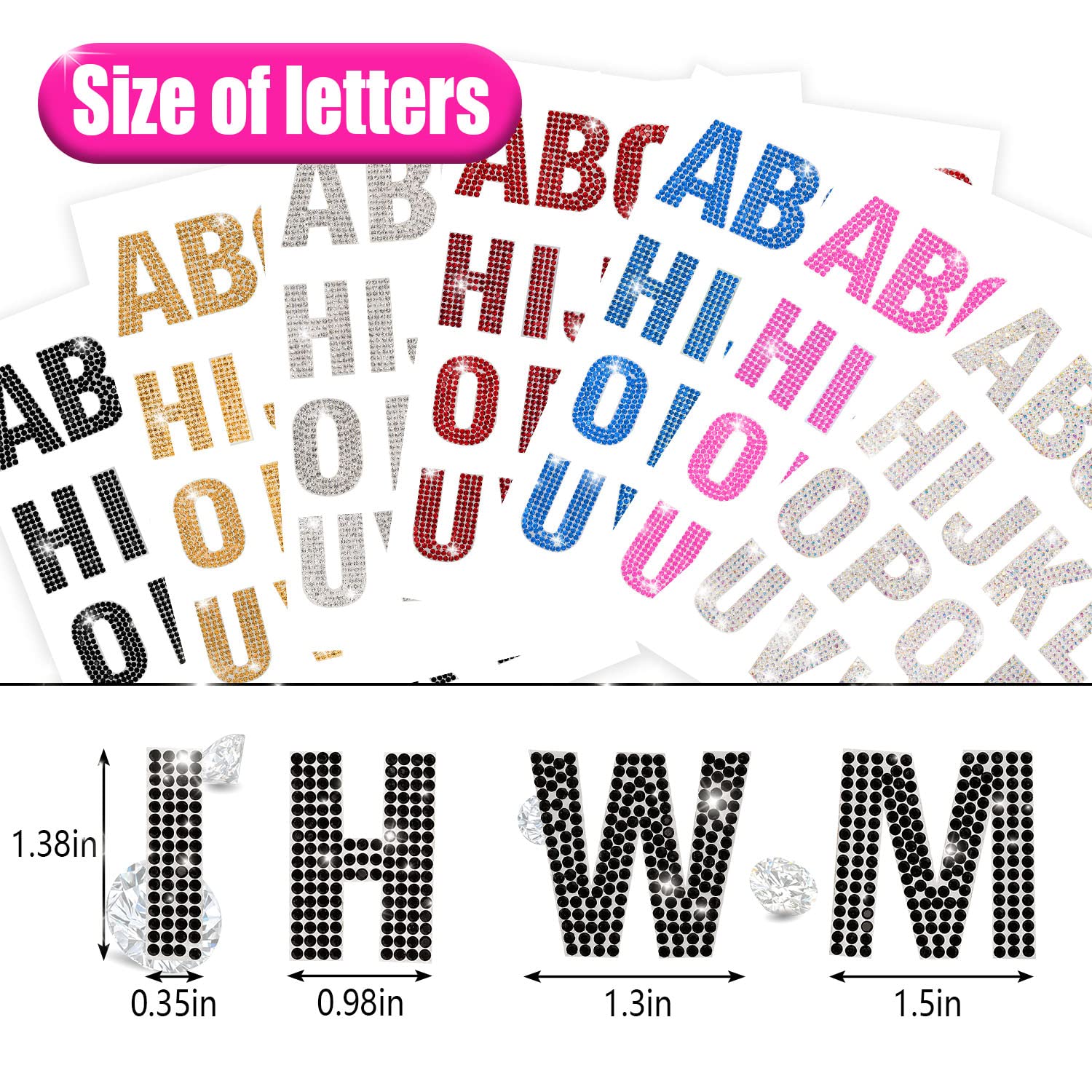 Glitter Rhinestone Alphabet Letter Stickers - 26 Self-Adhesive Letters for DIY Crafts, Scrapbooking, Home Decor & Party Supplies (Black) | Perfect for Customizing Tumblers, Phone Cases & Gift Wrapping