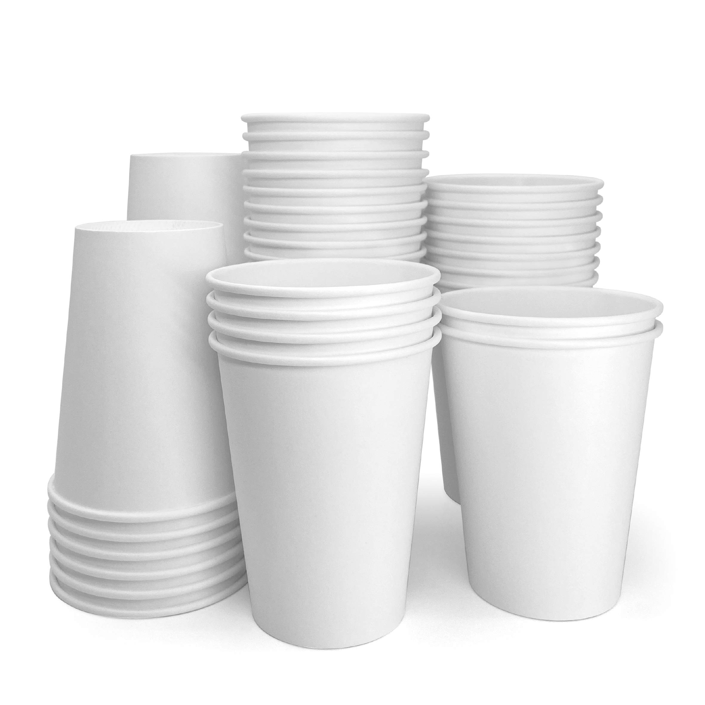 12 oz White Disposable Paper Cups (100-Count) - Ideal for Hot Beverages, Coffee, Tea, and Office Break Rooms