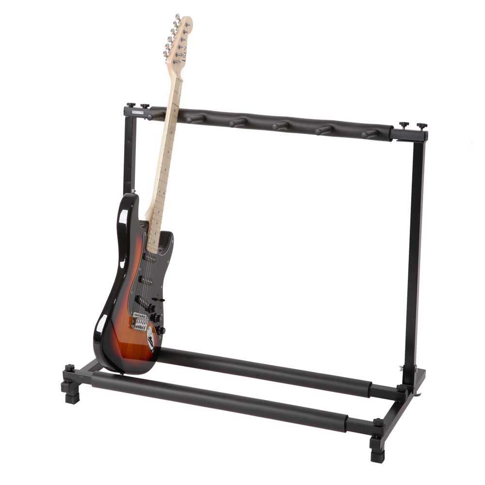Foldable Multi Guitar Stand - Universal 5-Slot Display Rack with Protective Neoprene Padding | Portable Black Holder for Acoustic, Electric & Bass Guitars | Perfect for Home, Studio & Stage Performances