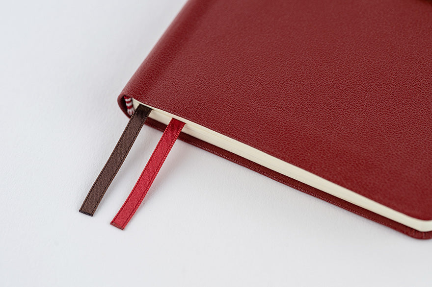 Hobonichi Techo 2025 Leather Planner - Pomegranate Weeks Hardcover, Weekly Horizontal Layout (January Start, Monday Start) | English Edition | Perfect for Journaling, Productivity & Time Management