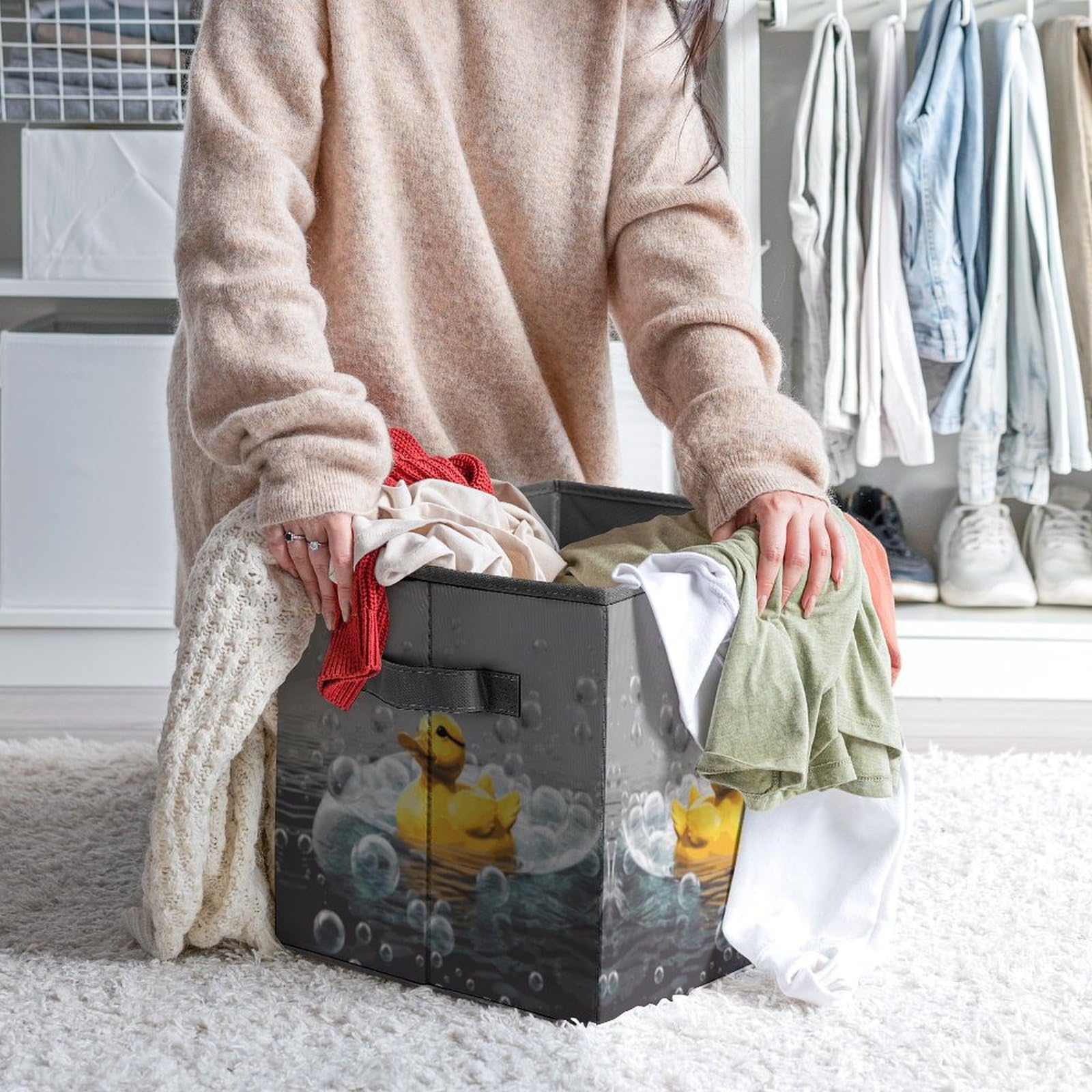 Foldable Cube Storage Bins with Handles - Closet Organizer for Clothes, Toys & Home Organization | Perfect for Shelves, Cabinets & Underbed Storage