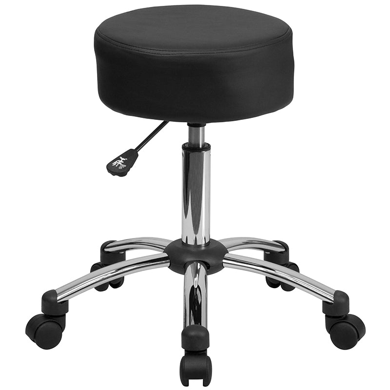 FLASH Medical Ergonomic Stool with Chrome Base - Adjustable Rolling Stool for Doctors, Dentists, Nurses & Lab Technicians - Comfortable & Durable for Clinics, Hospitals & Medical Offices
