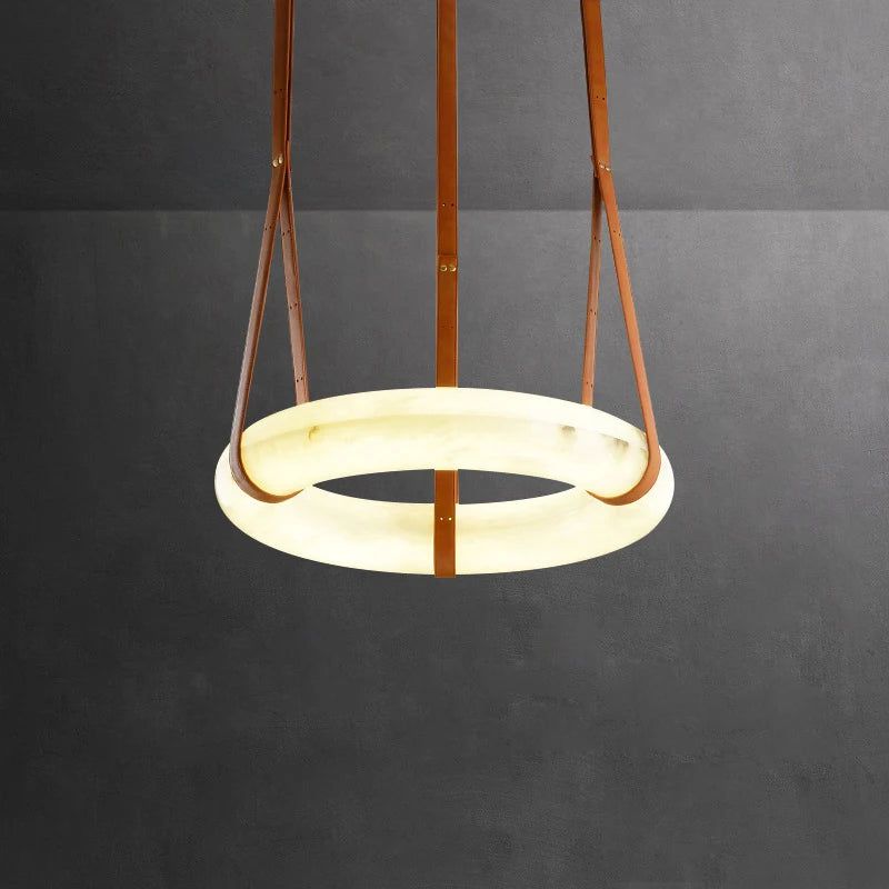 Spanish Marble Ring Chandelier - Elegant Crystal Lustre Lighting Fixture for Dining Room, Living Room, and Bedroom Decor