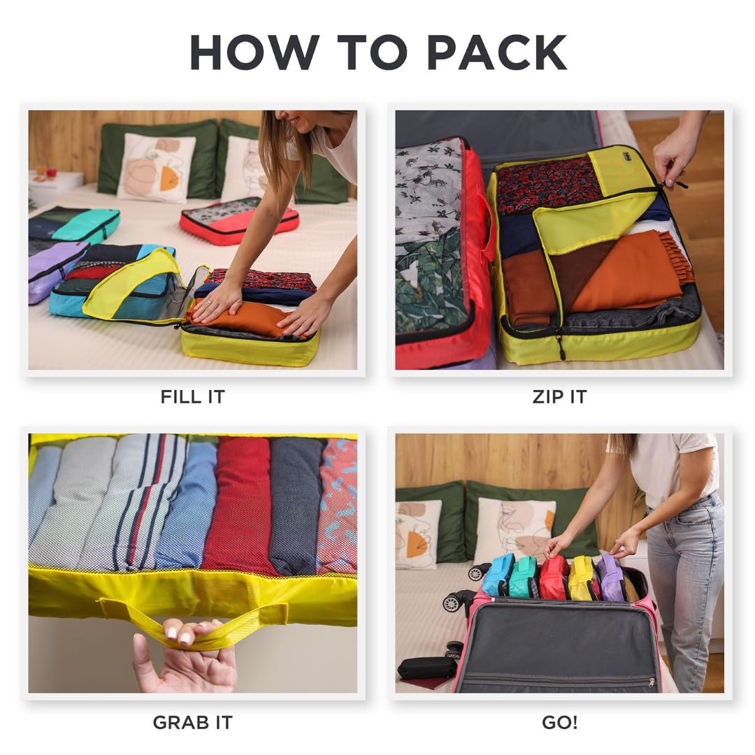 5-Piece Small Packing Cubes Set for Suitcases & Carry-On Luggage - Travel Organizer Bags for Efficient Packing - Perfect for Business Trips, Vacations & Weekend Getaways