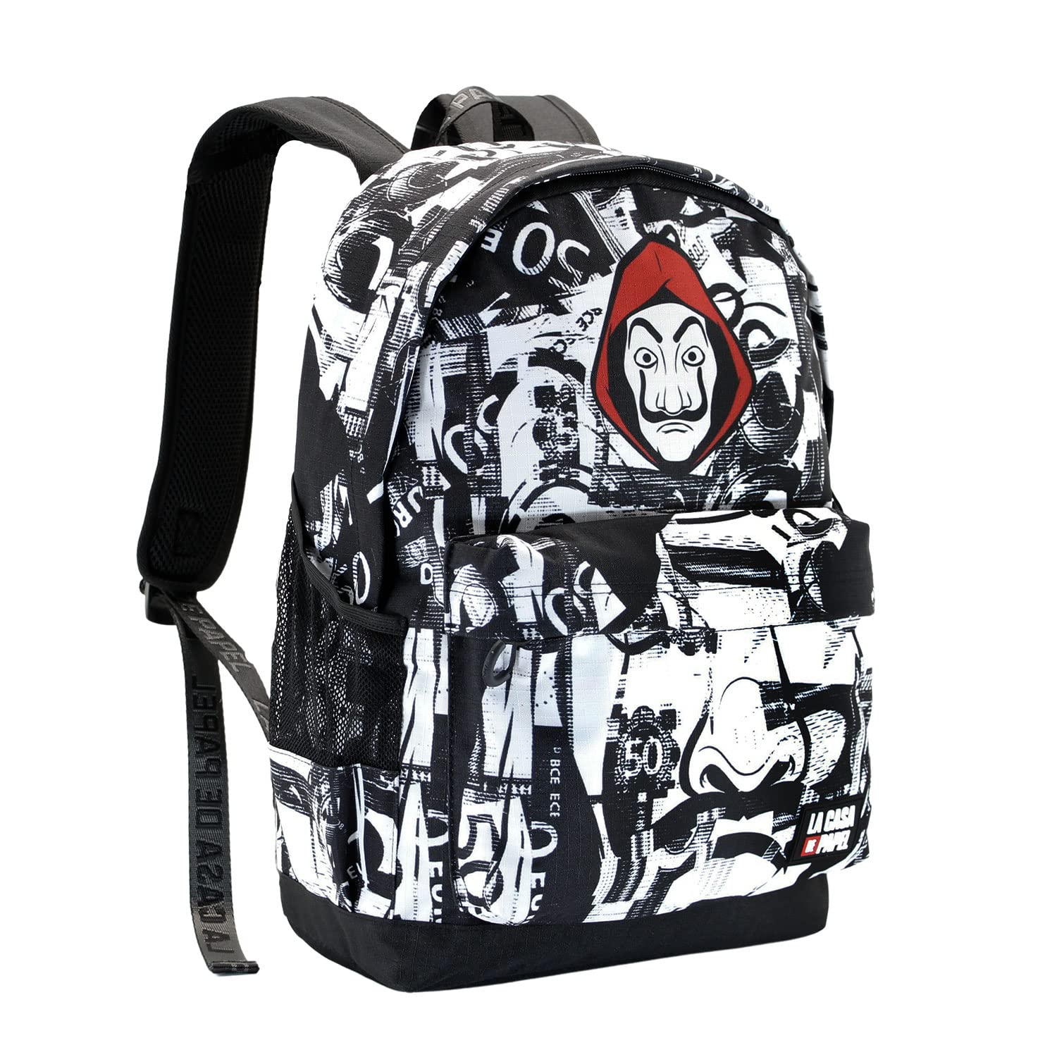 Money Heist La Casa de Papel Backpack - 30 x 45 cm, 23.8L Capacity, Black - Perfect for School, Travel & Cosplay Fans