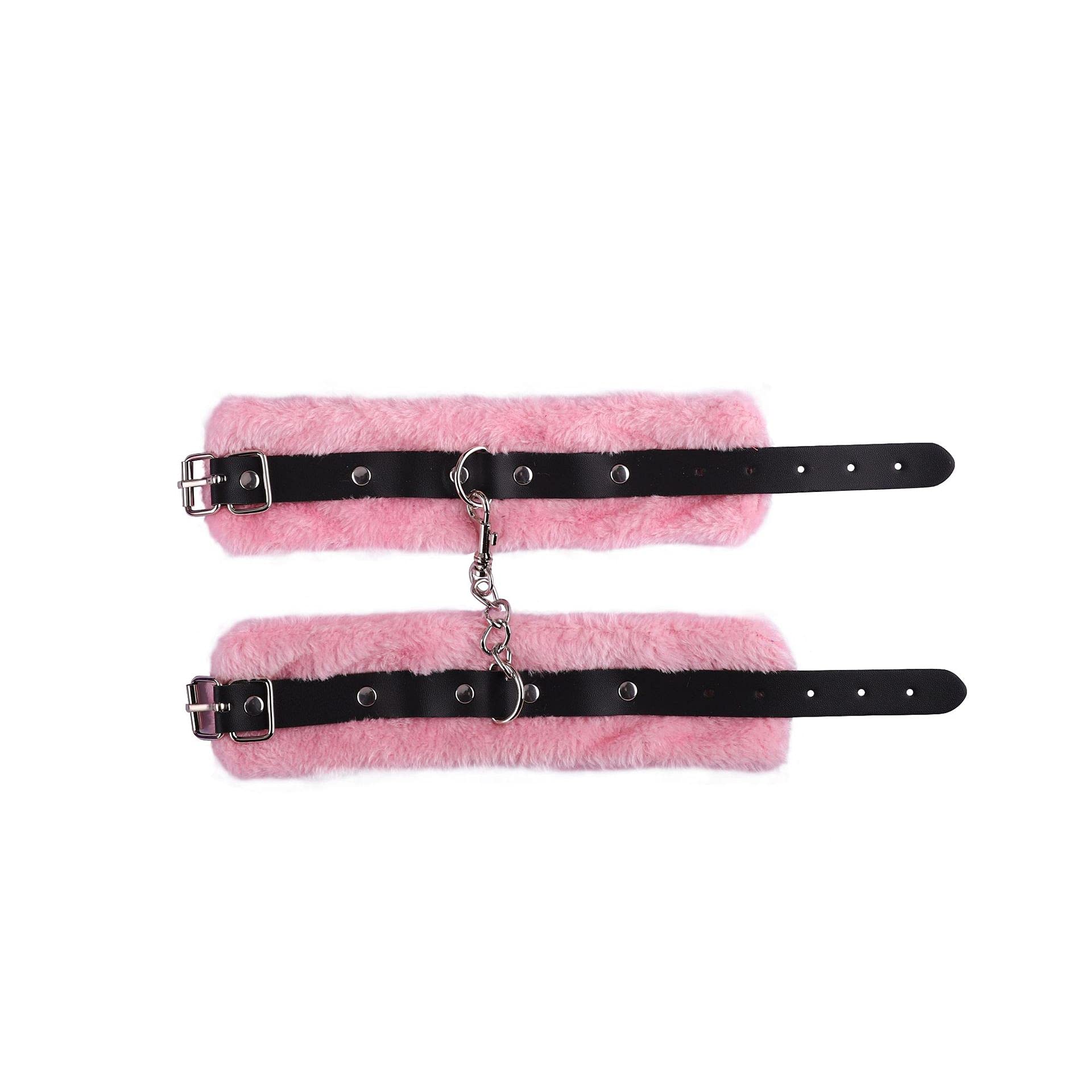 Fluffy Adjustable Wrist Bracelet - Soft Plush Role Play Exercise Bands for Women & Men - Yoga, Gym, Cosplay & Party Accessory - Pink Leash Chain for Fitness Training, Costume Events & Dance Performances