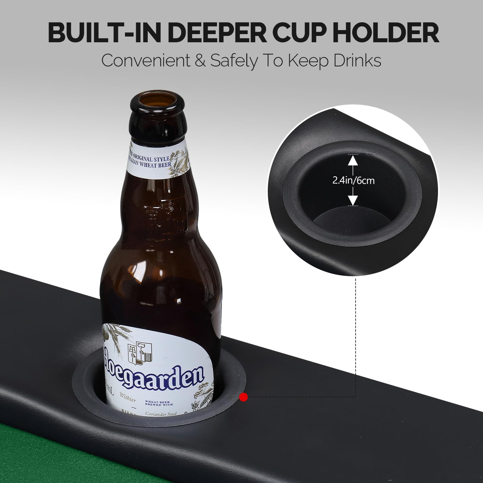 PEXMOR 8 Player Foldable Poker Table with Casino-Grade Felt & Stainless Steel Cup Holders - Texas Holdem Blackjack Game Table for Home & Casino Nights - Water-Resistant Cushioned Rail & Easy Assembly - Perfect for Poker Parties, Game Nights & Casino-Themed Events