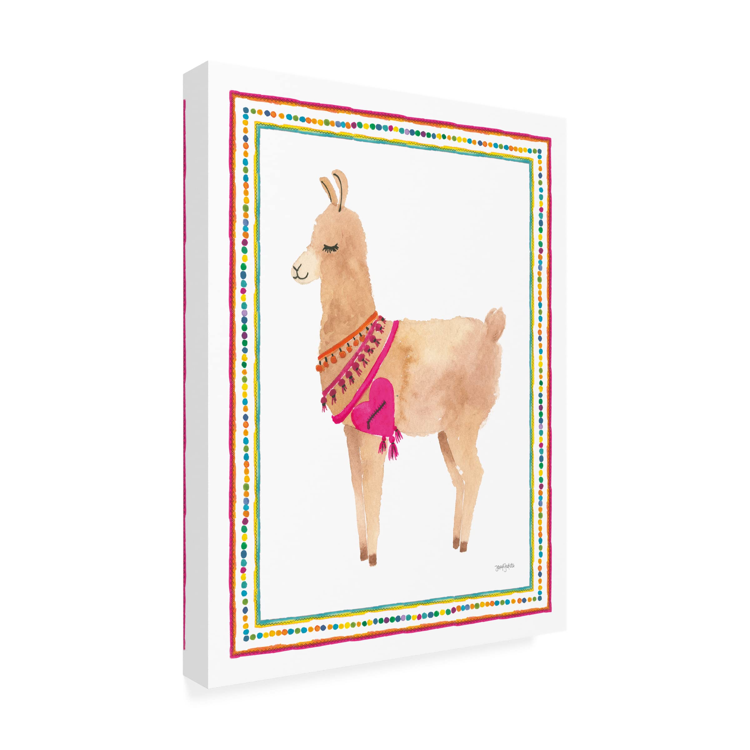 Trademark Fine Art 'La La Llama IV' Canvas Wall Art by Jenaya Jackson - Vibrant Animal Painting for Living Room, Bedroom & Office Decor