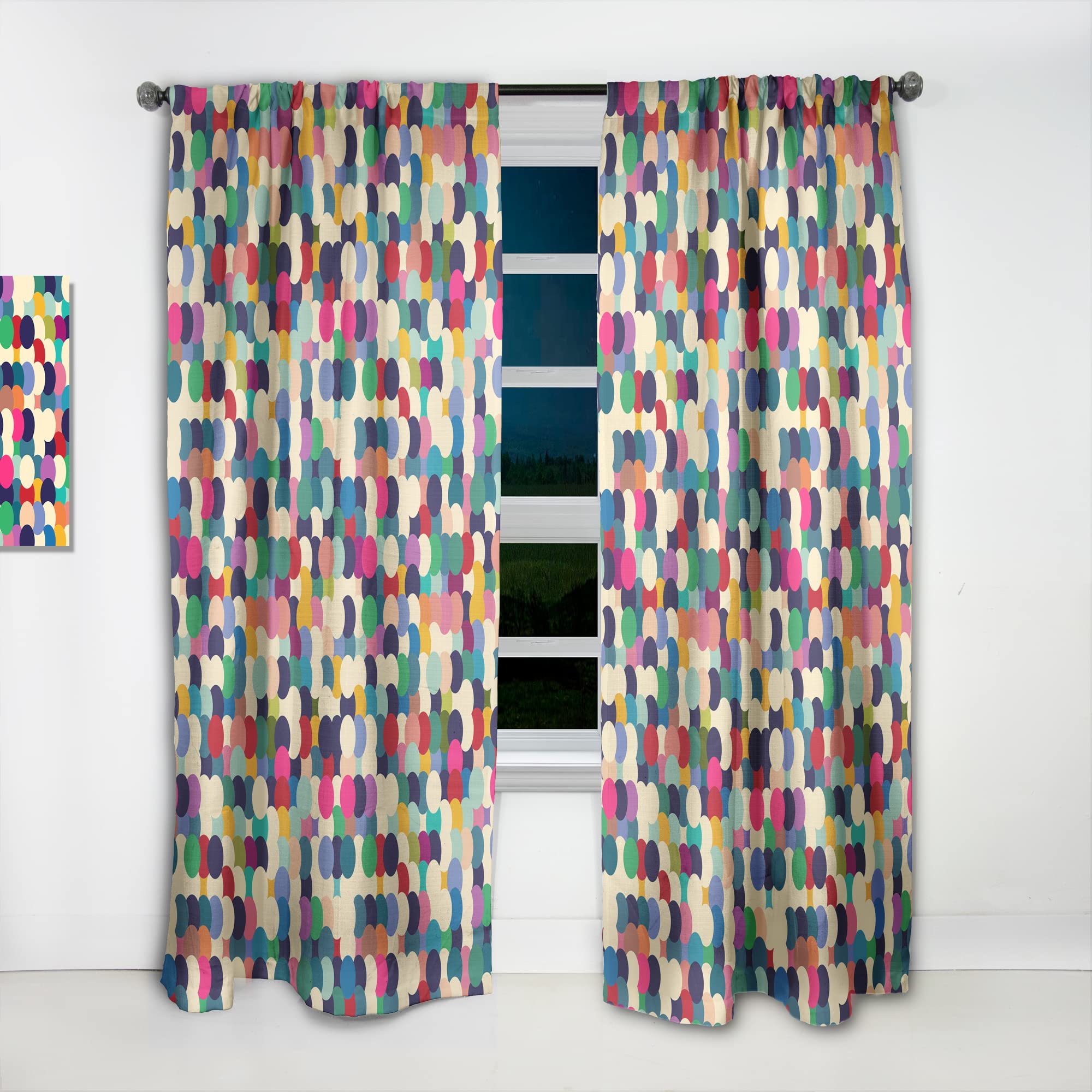 DesignQ Geometric Circle Pattern Thermal Insulated Curtain Panel - 52x84 Inches - Blackout Drapes for Bedroom & Living Room - Modern Home Decor for Windows, Noise Reduction & Privacy