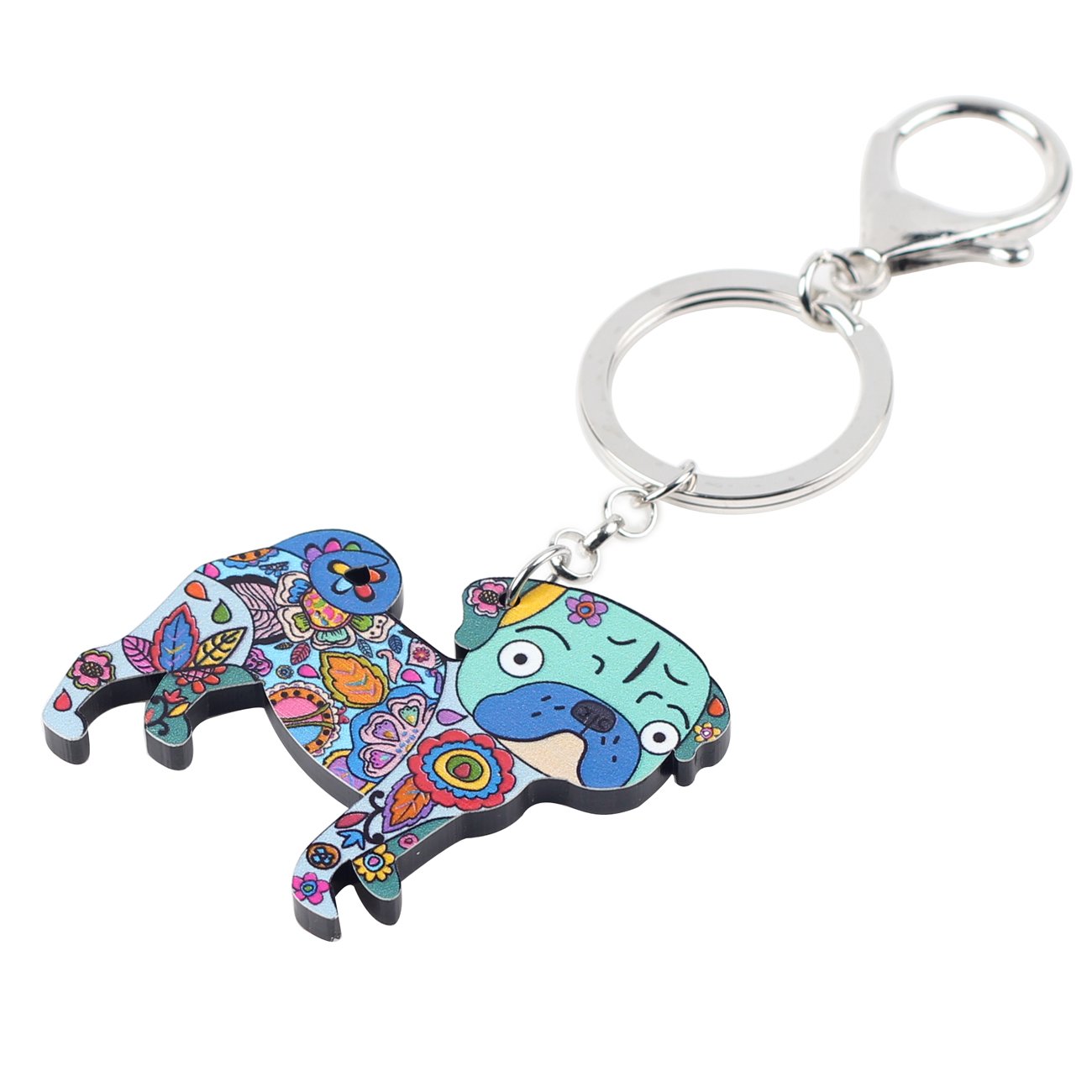 Cute Acrylic Cartoon Pug Dog Keychain - Durable Key Ring for Women, Teens & Kids - Perfect Gift for Car, Purse & Handbag Accessories - Fun Jewelry Charm for Everyday Use