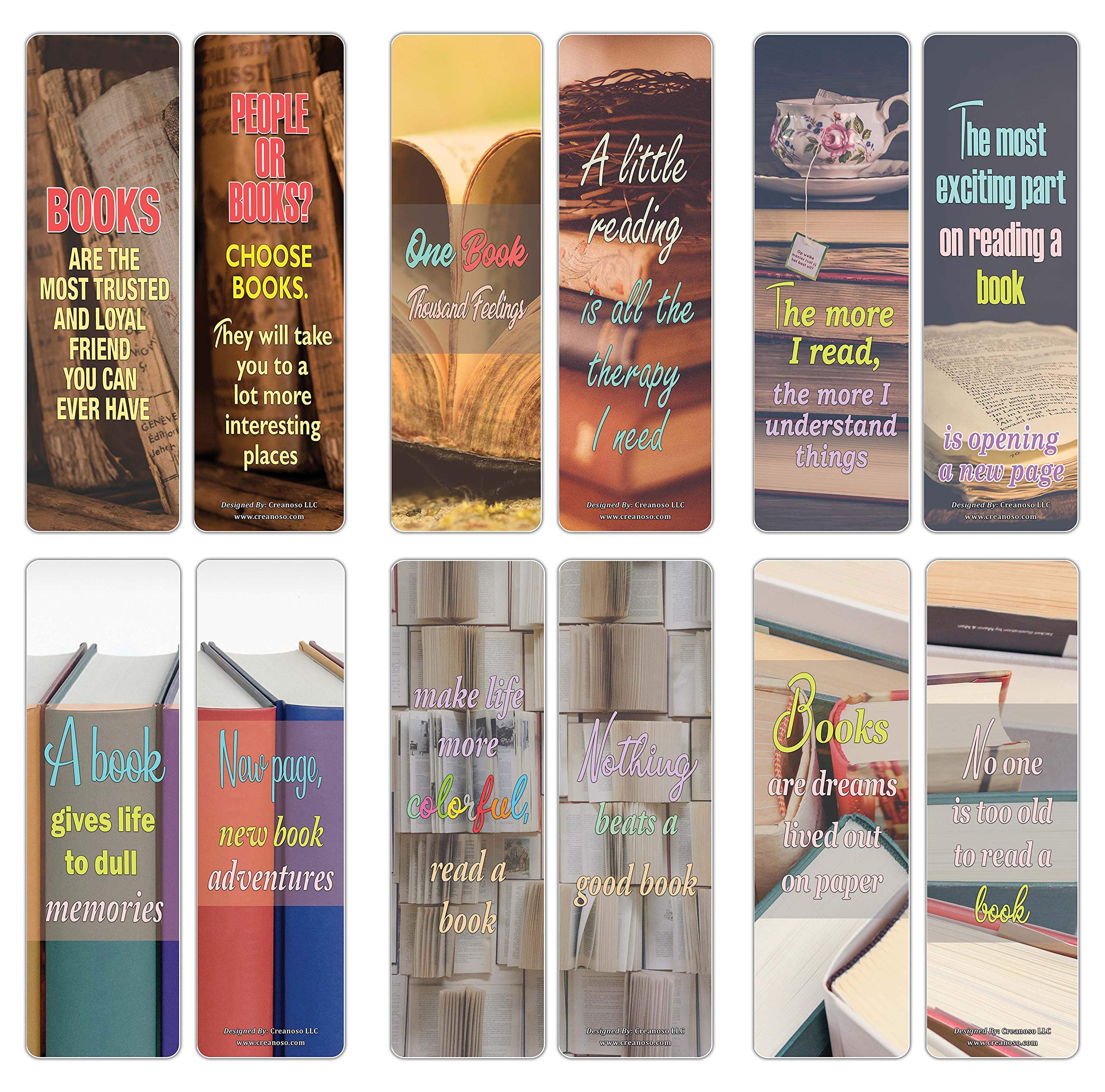 Premium I Love Books Bookmarks Set (12-Pack) - Elegant Gift for Book Lovers, Adults & Teens - 6 Unique Designs - Perfect for Reading, Gifts & Business Giveaways - Great for Libraries, Book Clubs & Office Use
