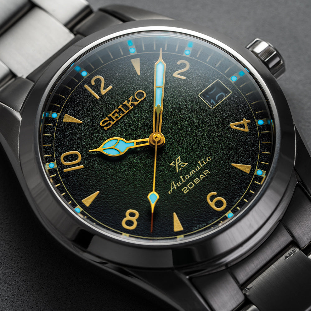 Seiko SPB155 Prospex Land 38mm Automatic Green Dial Men's Watch with Stainless Steel Bracelet - Perfect for Outdoor Adventures, Hiking, and Everyday Wear
