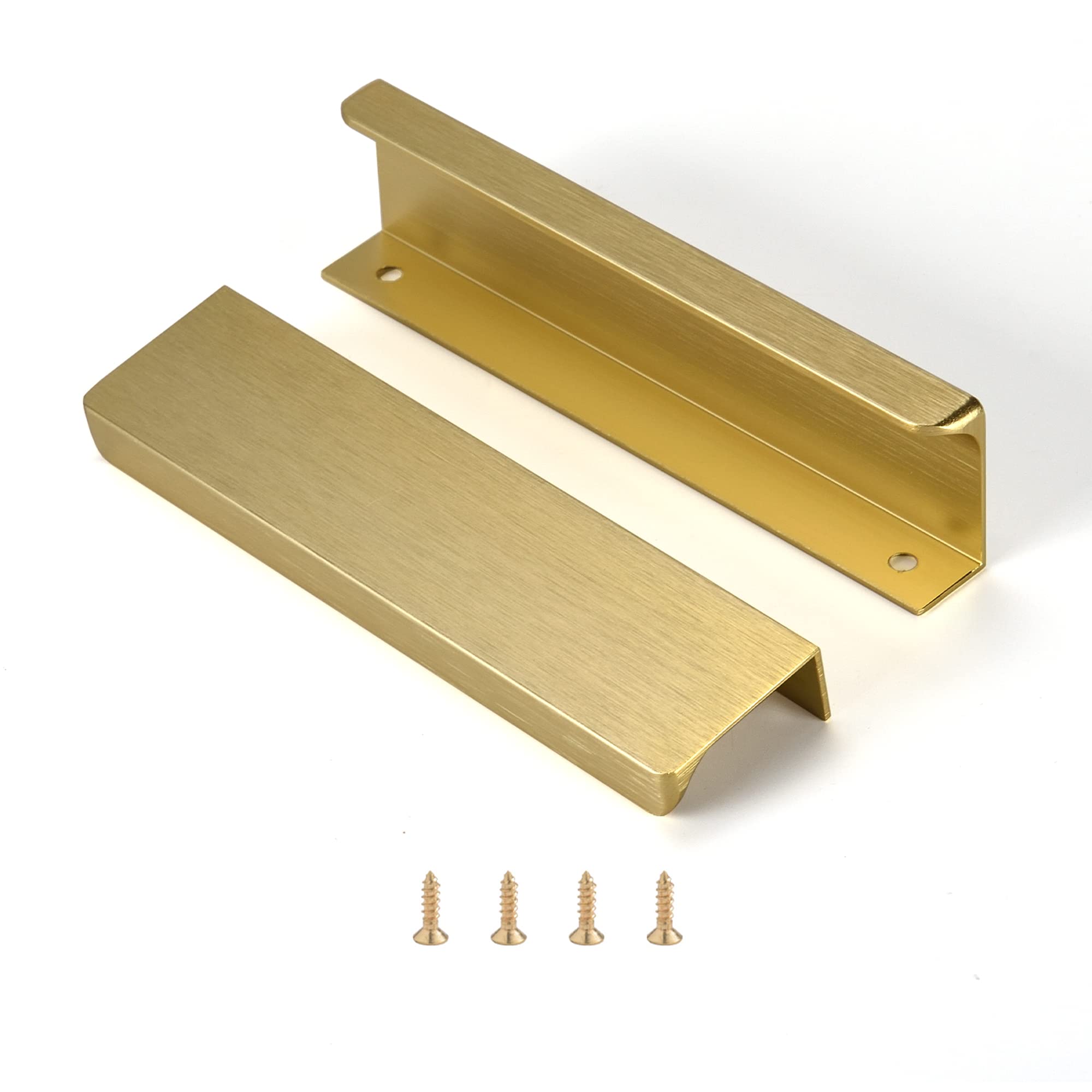 10 Pack Modern Brushed Brass Cabinet Finger Pulls - 5