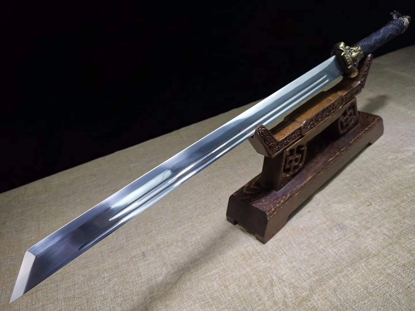 Handmade Full Tang Chinese Dragon Sword - High Carbon Steel Blade & Faux Leather Scabbard | Authentic LONGSWORD Tang Dao for Martial Arts Training, Historical Collection & Unique Gift | Perfect for Cosplay, Display & Chinese Culture Enthusiasts