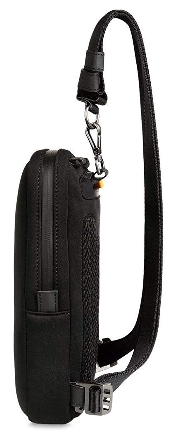Ermenegildo Zenga Sport Neoprene & Rubberized Leather Crossbody Bag - One Size, Black - Perfect for Gym, Travel & Everyday Use