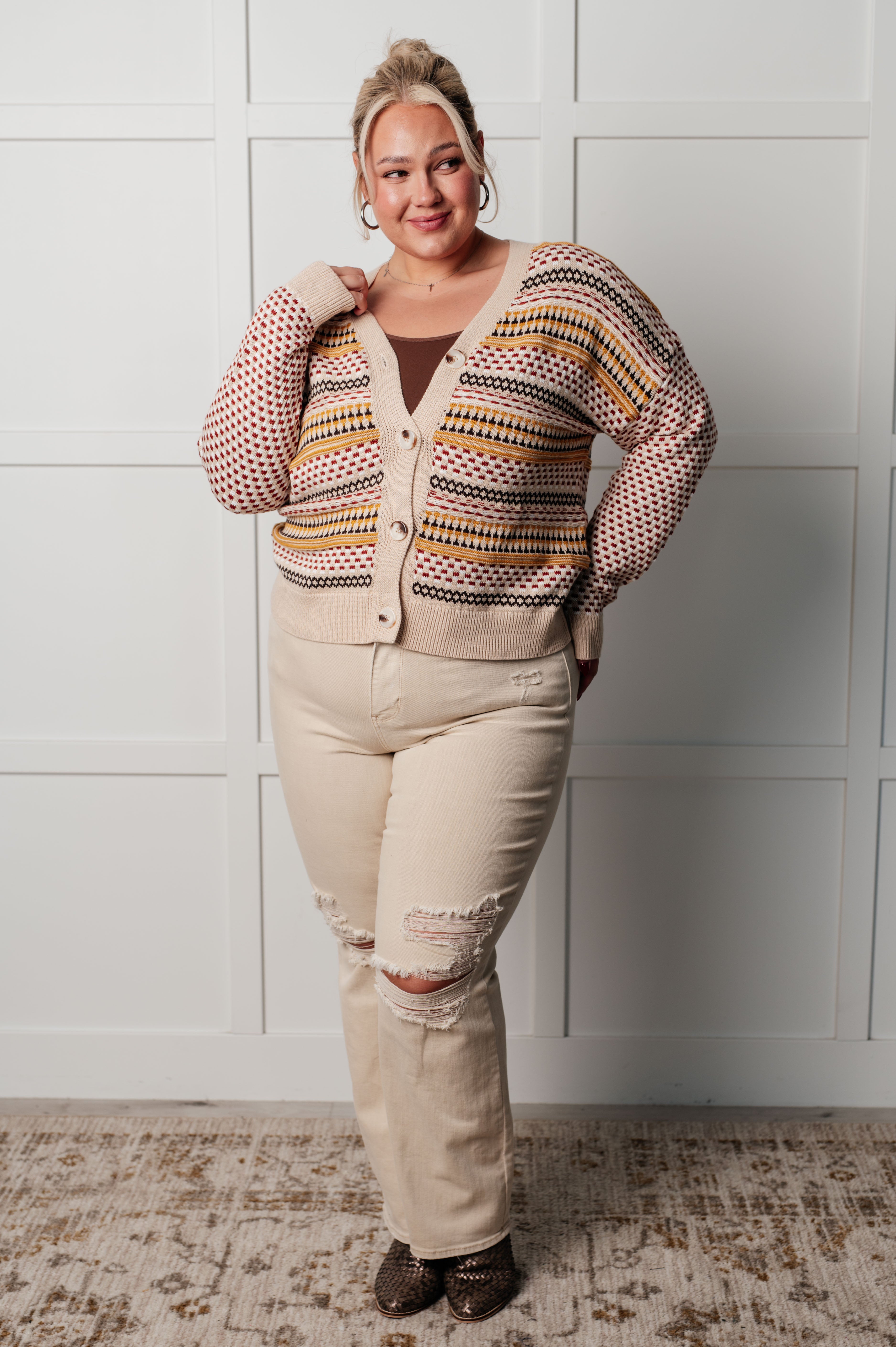 Effortless Elements Striped Cardigan for Women - Soft & Cozy Knit Sweater | Perfect for Fall, Winter & Layering Outfits