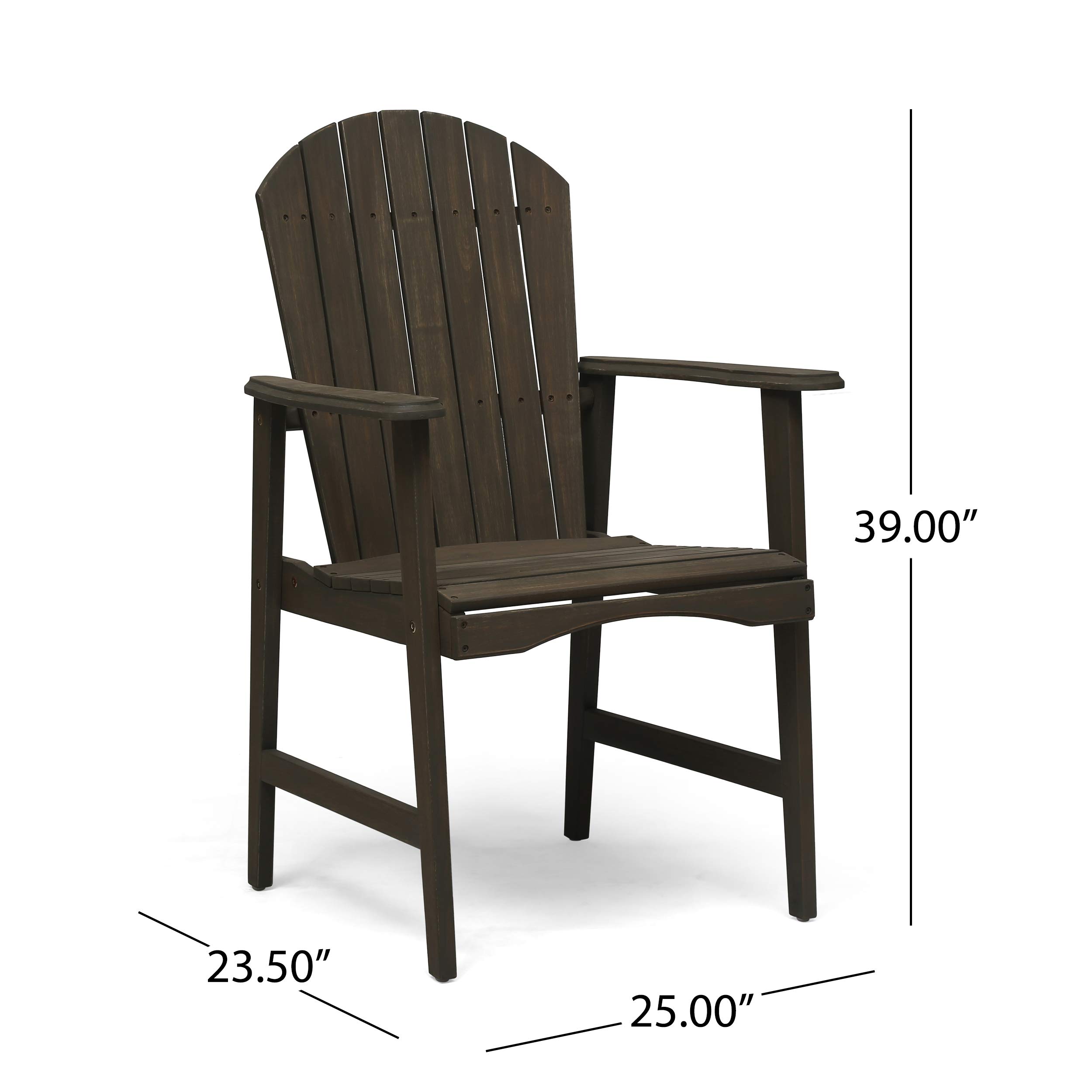 GDFStudio Outdoor 2-Seater Acacia Wood Bistro Table Set with Gray Adirondack Chairs - Half-Round Patio Furniture for Garden, Deck & Backyard Relaxation
