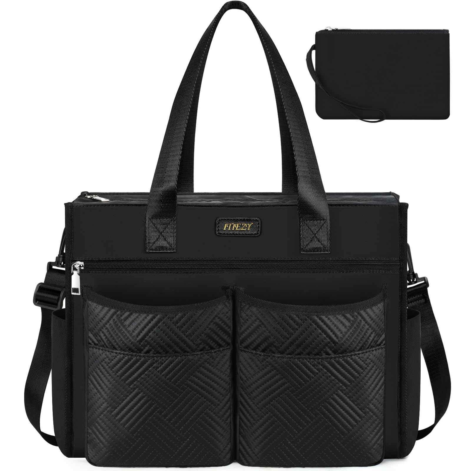 ITIEZY Large Utility Tote Bag for Women with 15/18 Pockets - Zippered Teacher & Nurse Work Bag - Perfect for School, Hospital & Office Organization
