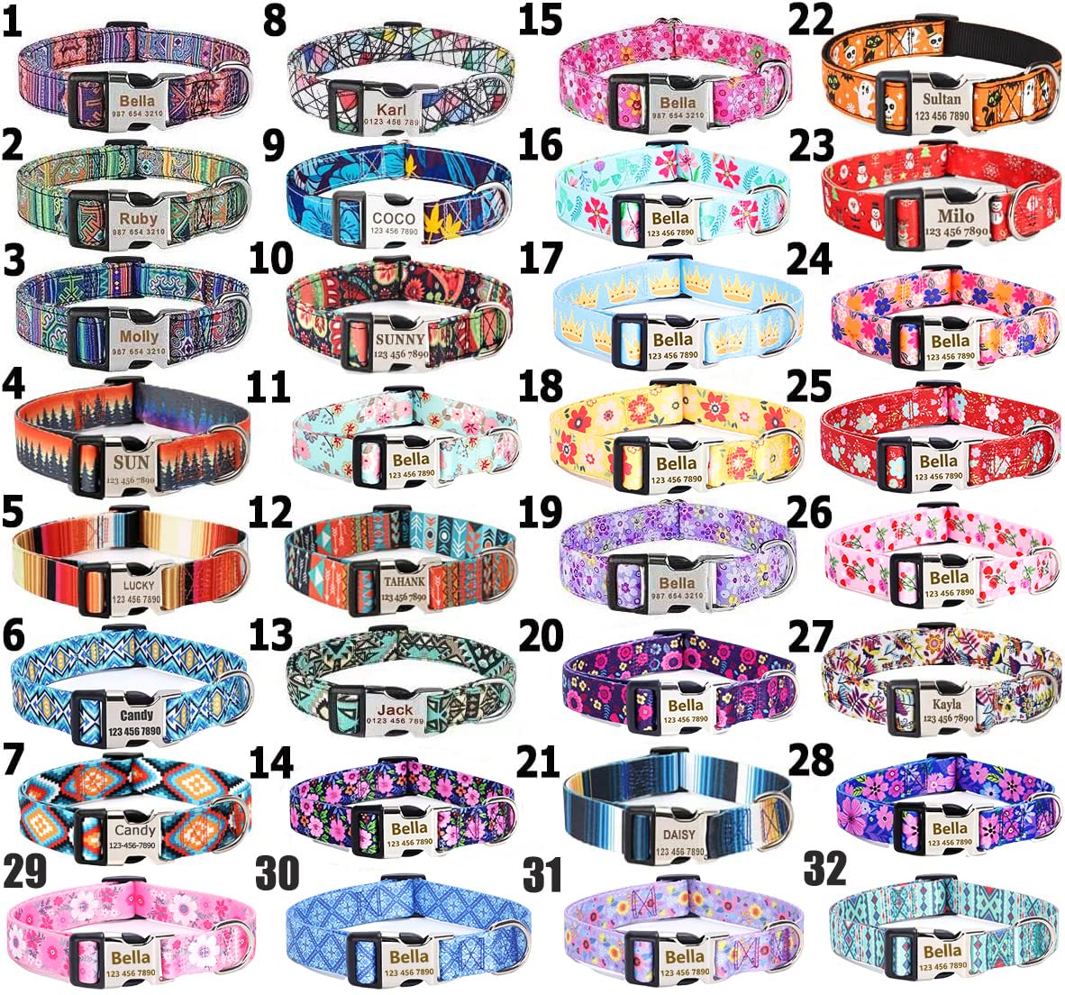 Moonpet Personalized Engraved Dog Collar with ID Tag - Adjustable Heavy Duty Pet Collar for Puppy, Small, Medium, Large Dogs - Perfect for Daily Walks, Training & Gifts
