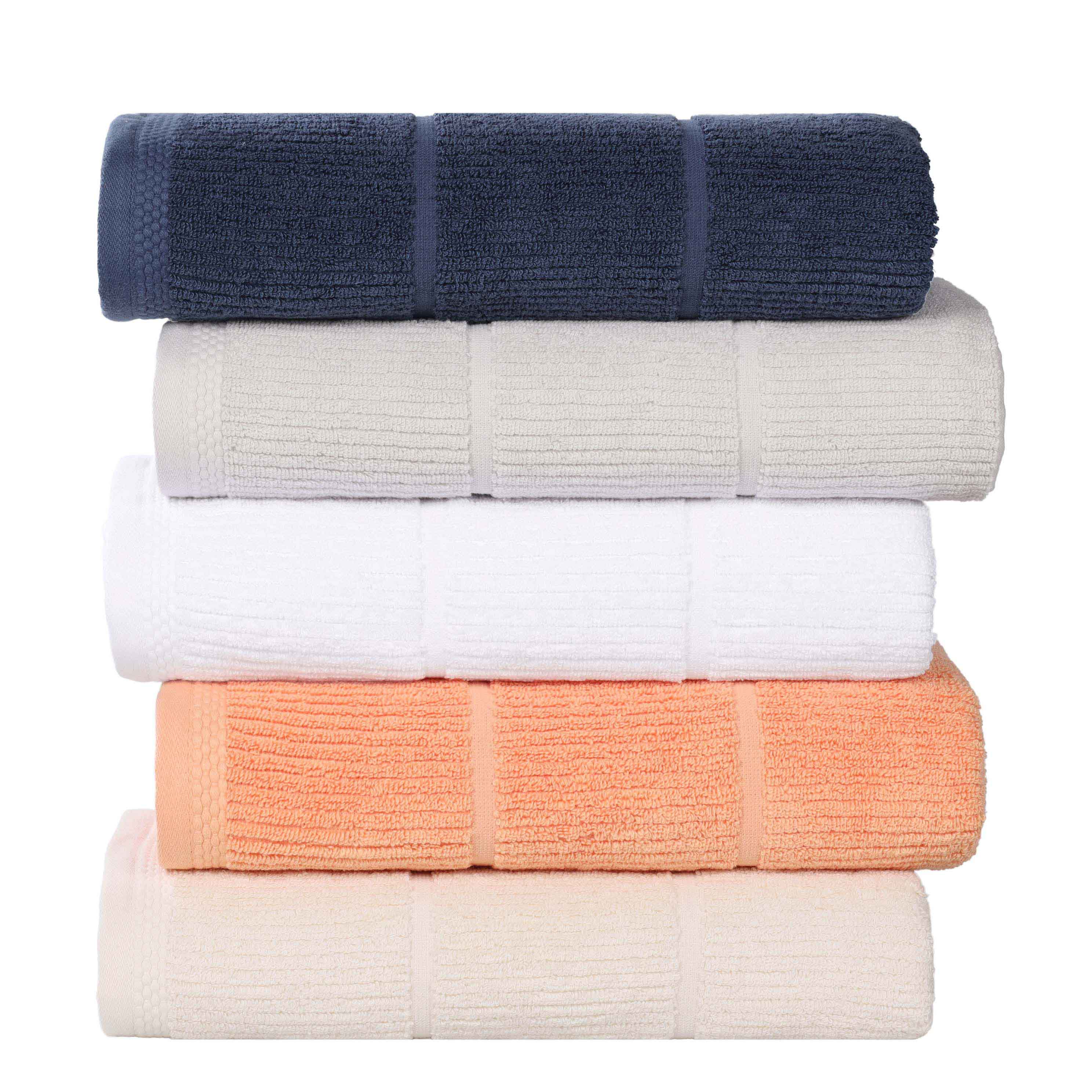 Milo Smart Twist Cotton Solid Ribbed Design Bath Sheets, Set of 2 - Ultra Soft & Absorbent Luxury Towels for Spa, Bathroom & Beach Use