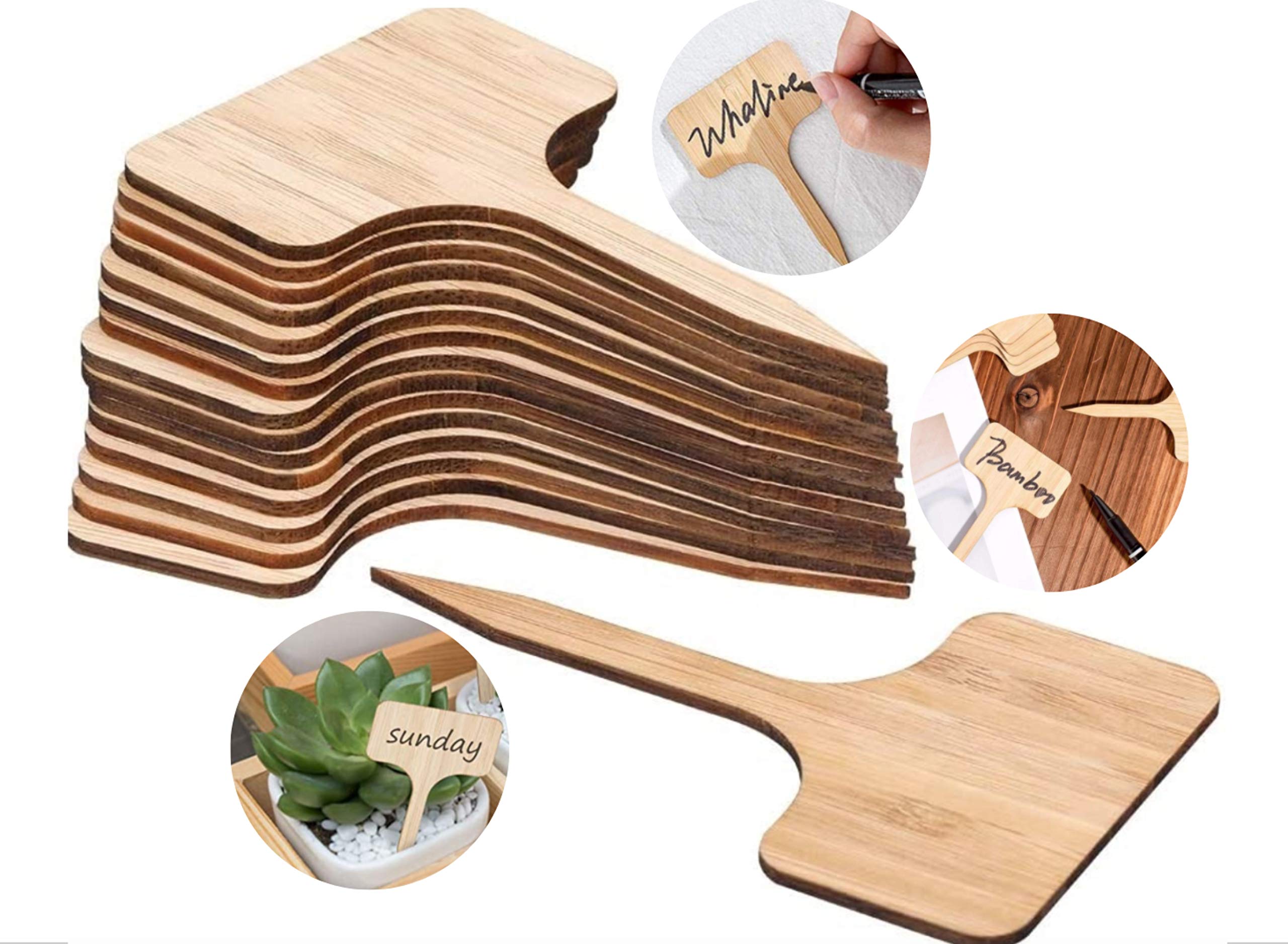 60pcs Bamboo Plant Markers - T-Type Garden Labels for Herbs, Vegetables & Flowers | Durable & Eco-Friendly Plant Tags for Outdoor Gardening & Indoor Potted Plants