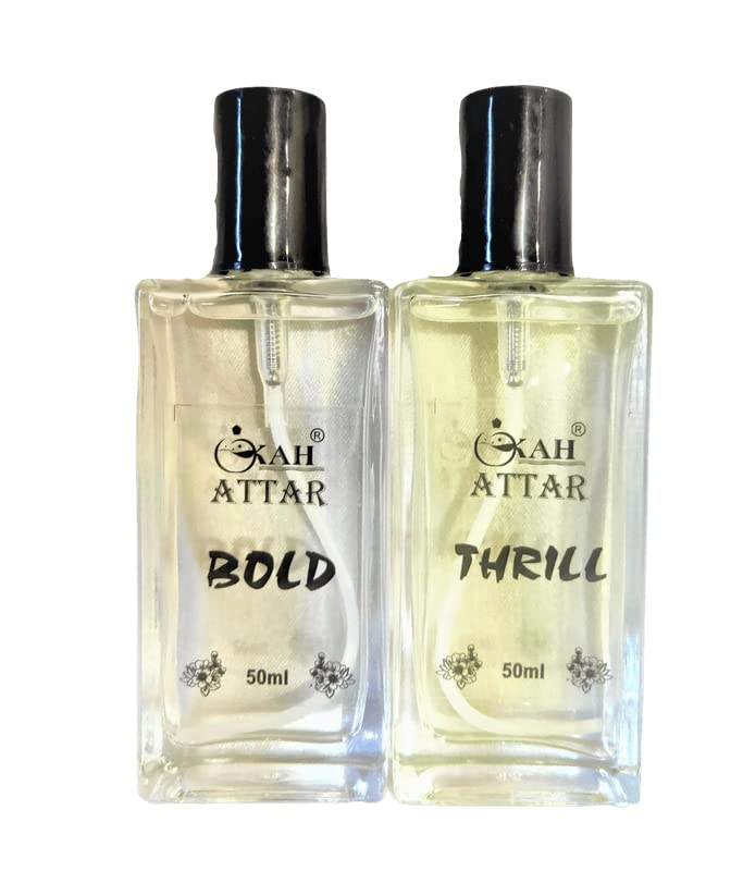 Kah Attar Bold Thrill Unisex Eau De Parfume - 50ml (Pack of 2) | Long-Lasting Fragrance for Men & Women | Perfect for Date Night, Office & Special Occasions