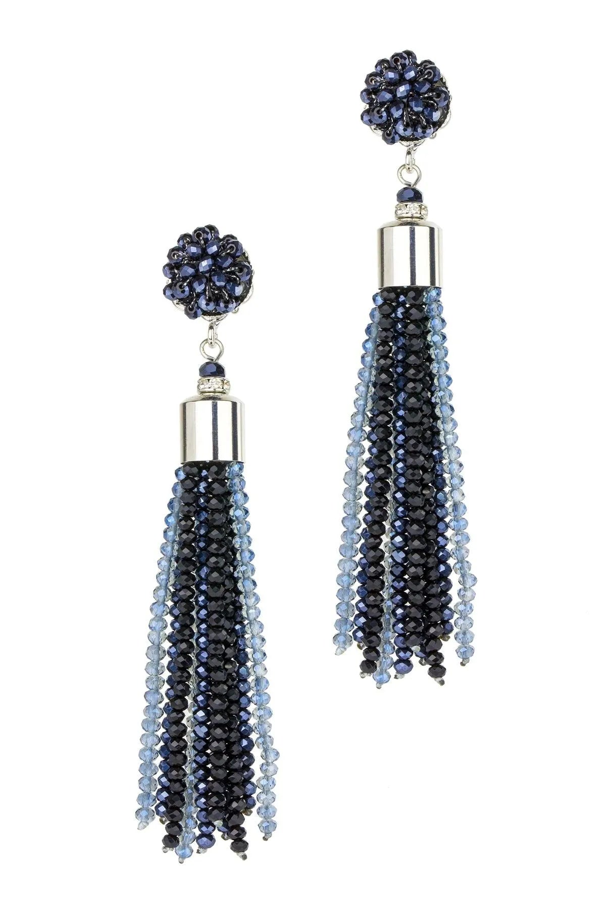 Multi-Colored Crystal Tassel Earrings for Women - Elegant Bohemian Dangle Drop Earrings for Party, Wedding & Special Occasions