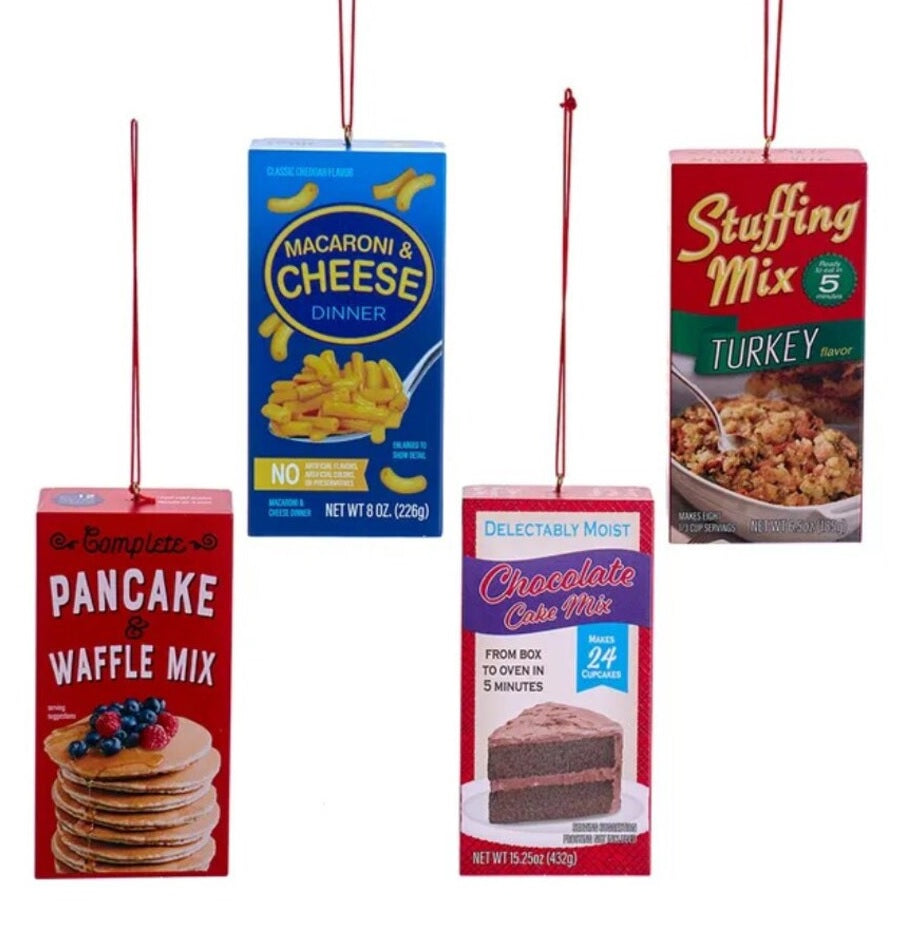 4 Pack Food Shaped Christmas Ornaments - Cute Miniature Cake, Pizza, Burger & Donut Decorations for Holiday Tree, Gift & Party Decor