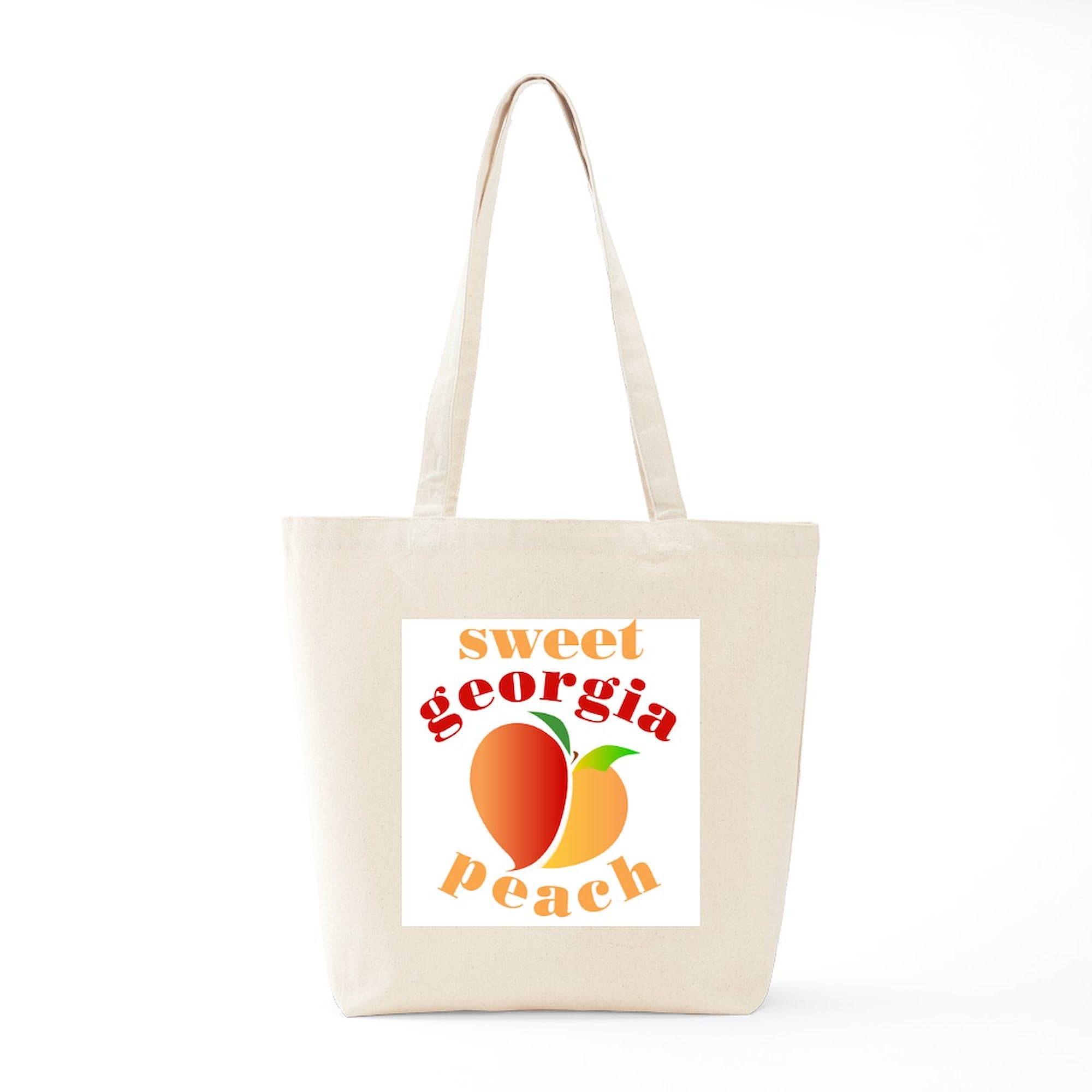 Sweet Georgia Peach Tote Bag - Natural Canvas Reusable Shopping Bag for Groceries, Beach & Farmers Market | Eco-Friendly Cotton Tote with Unique Design