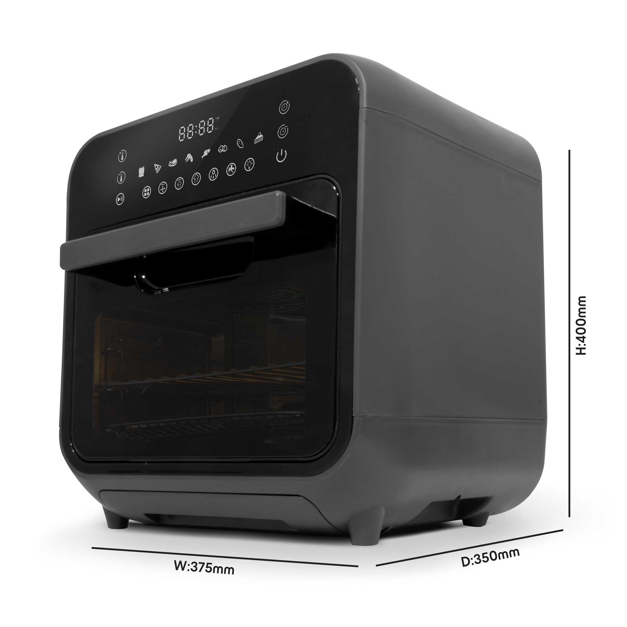 Baridi 15L Digital Air Fryer Oven Combo with Steam Function - 8 Preset Cooking Modes, Self-Cleaning, 1635W, Black (DH171) - Perfect for Healthy Frying, Baking, Roasting & Reheating Meals