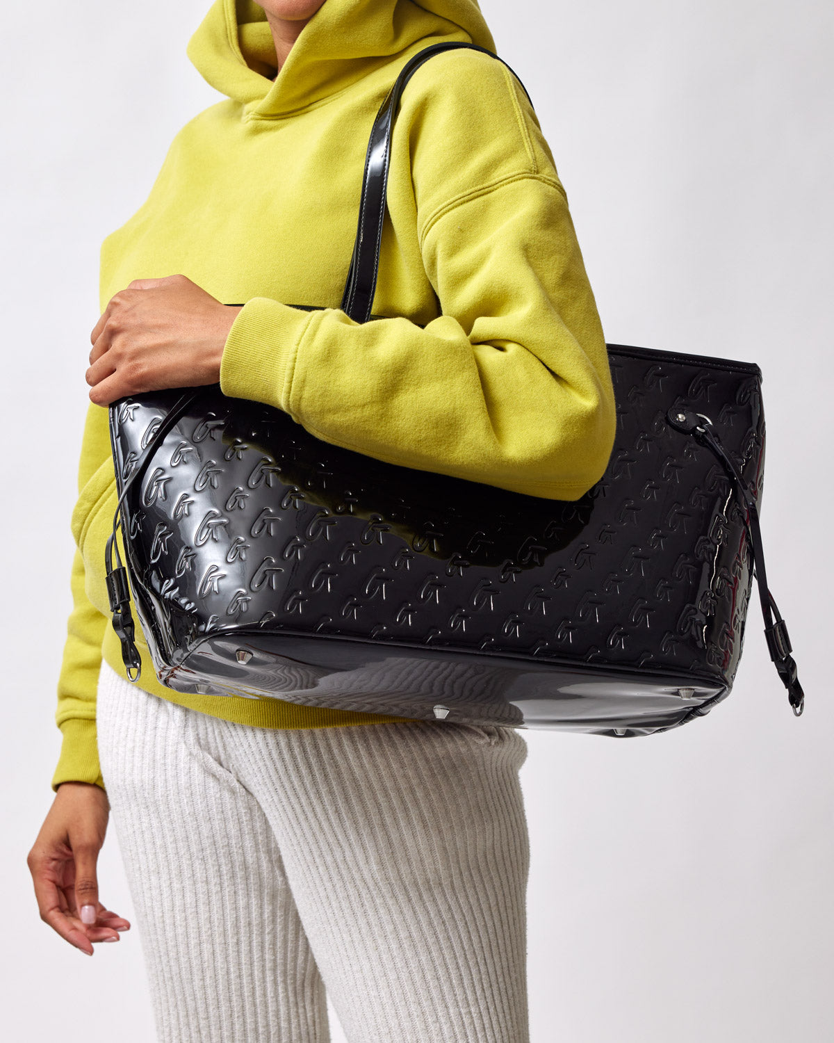 MONOGRAM GLAM TOTE BAG - MIRROR BLACK | Luxury Designer Handbag for Women | Perfect for Work, Travel & Everyday Use
