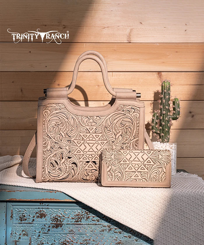 Trinity Ranch Tooled Leather Tote Bag with Concealed Carry Pocket - Stylish & Functional Purse for Women, Perfect for Everyday Use, Travel, and Concealed Carry Needs