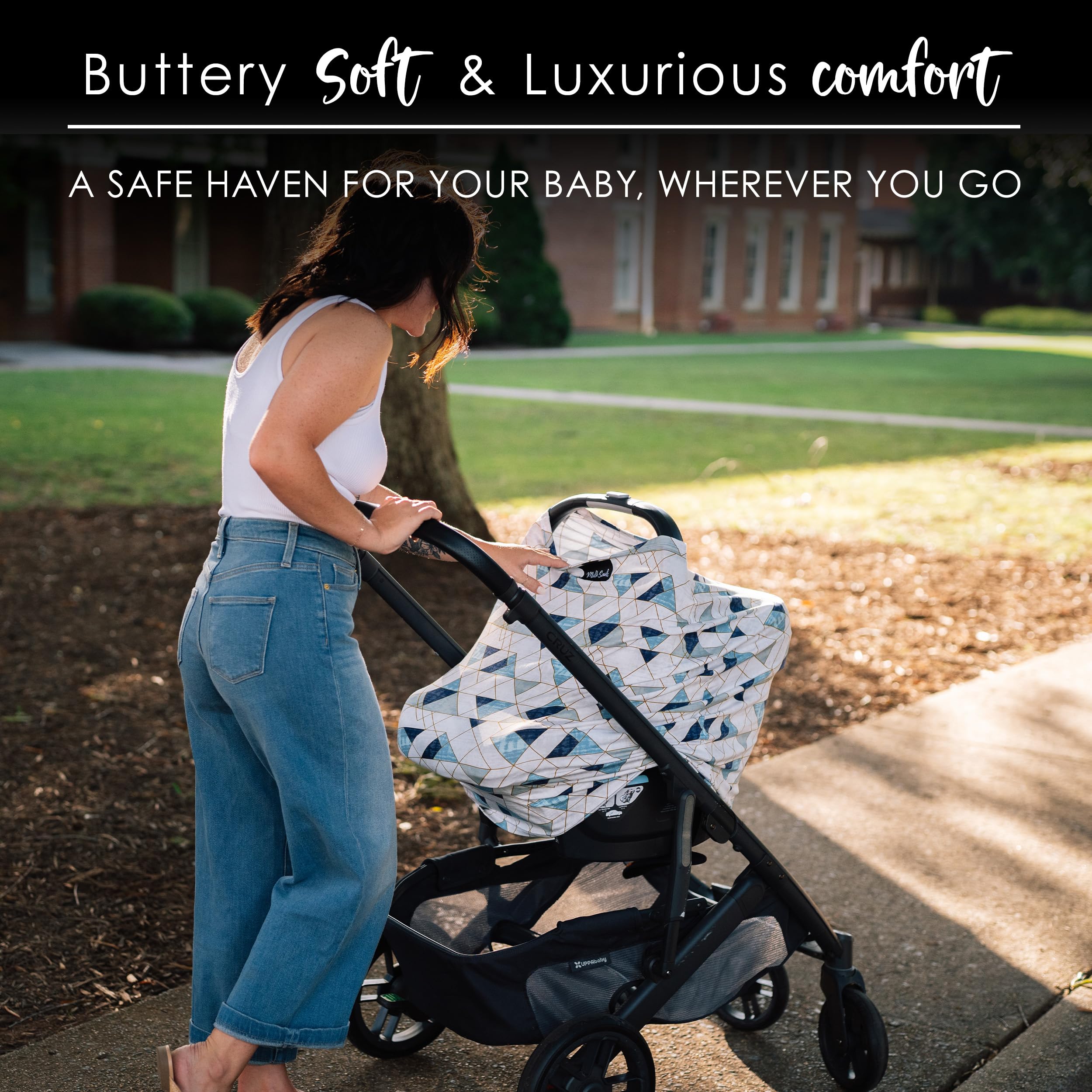 Milk Snob Original 5-in-1 Nursing Cover - Breastfeeding Cover, Baby Car Seat Canopy, Stroller Cover & Infant Carrier Cover - Soft Stretch Fabric for Comfort - Perfect Baby Shower Gift for New Moms (Levi) - Ideal for Nursing in Public, Car Travel & Stroller Outings