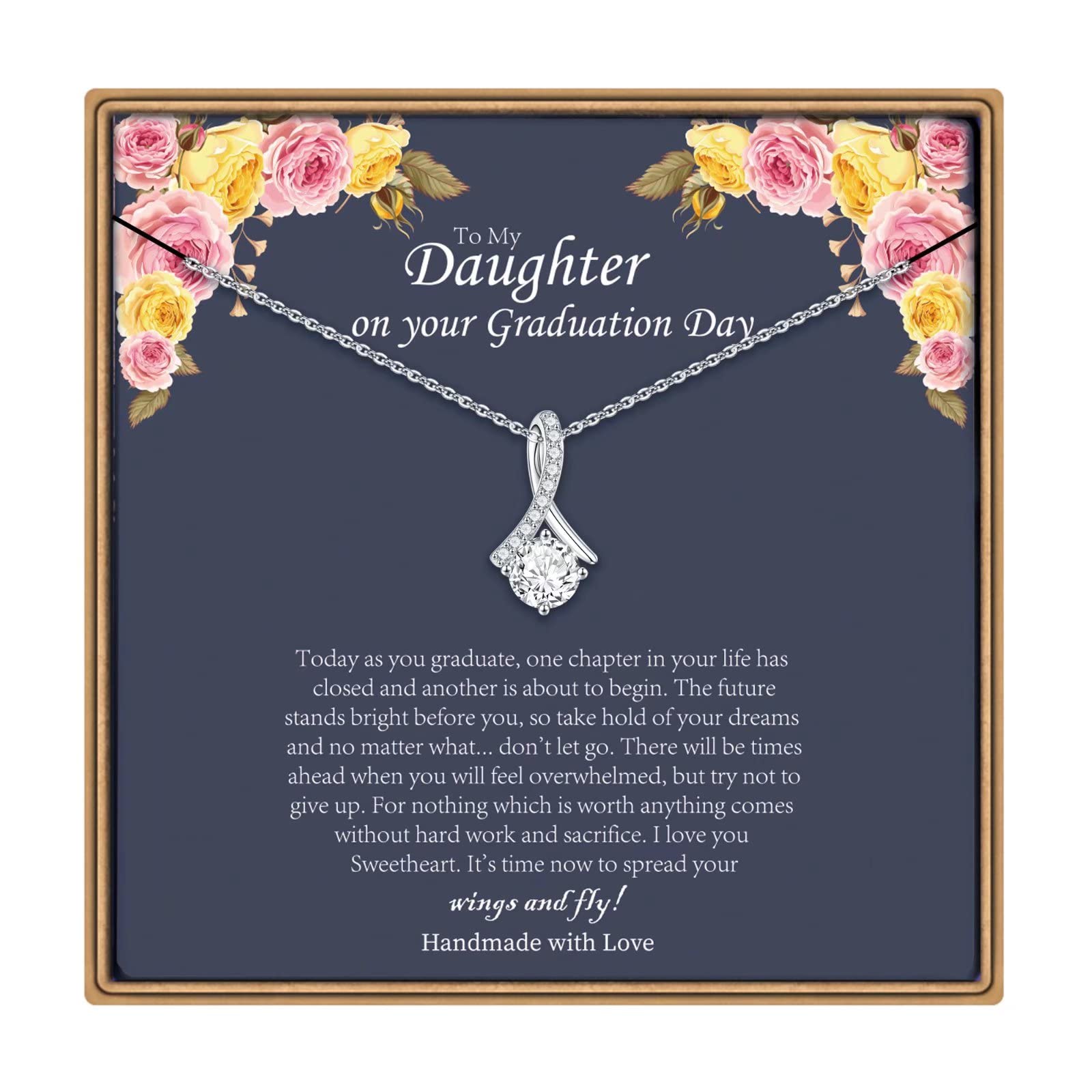 14K White Gold Plated Graduation Necklace for Women - Elegant 2025 College Graduation Gift for Her, Daughter, Granddaughter or Niece | Perfect for Commencement Ceremonies, Graduation Parties & Special Celebrations
