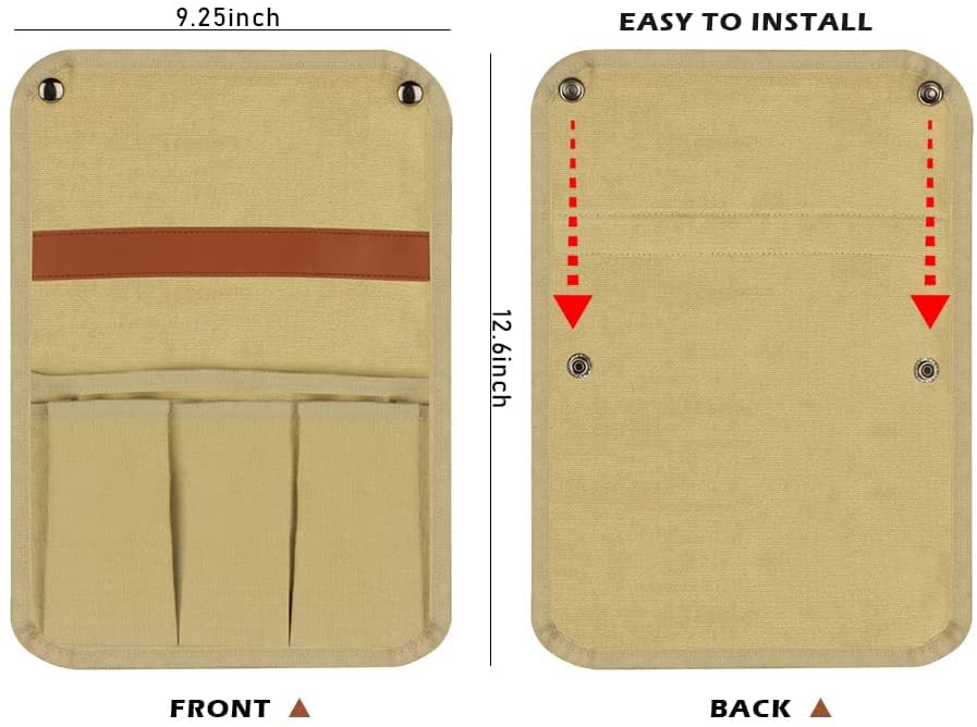 Buyter Armrest Pouch Organizer - Chair Side Storage Bag with 1 Large & 3 Small Pockets for Recliner, Couch, Sofa & Beach Chairs (Khaki) - Perfect for Living Room, Patio & Outdoor Relaxation