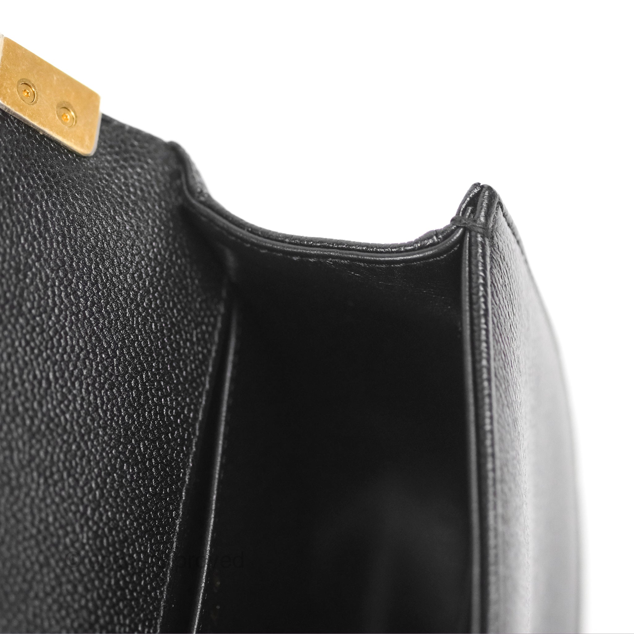 Chanel Boy Messenger Bag Black Caviar Leather with Aged Gold Hardware - Luxury Crossbody Bag for Women, Perfect for Work, Travel & Evening Events