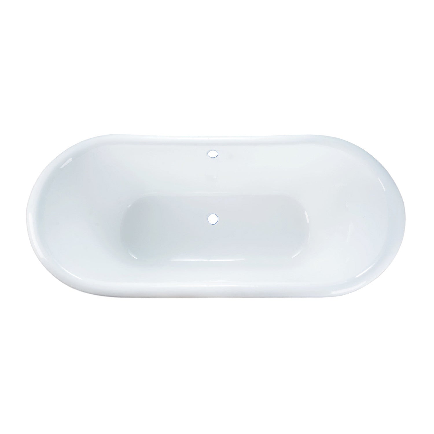 Aqua Eden 66 Inch White Cast Iron Oval Double Slipper Pedestal Bathtub - No Faucet Drillings - Luxury Freestanding Soaking Tub for Spa Bathroom & Master Suite Relaxation