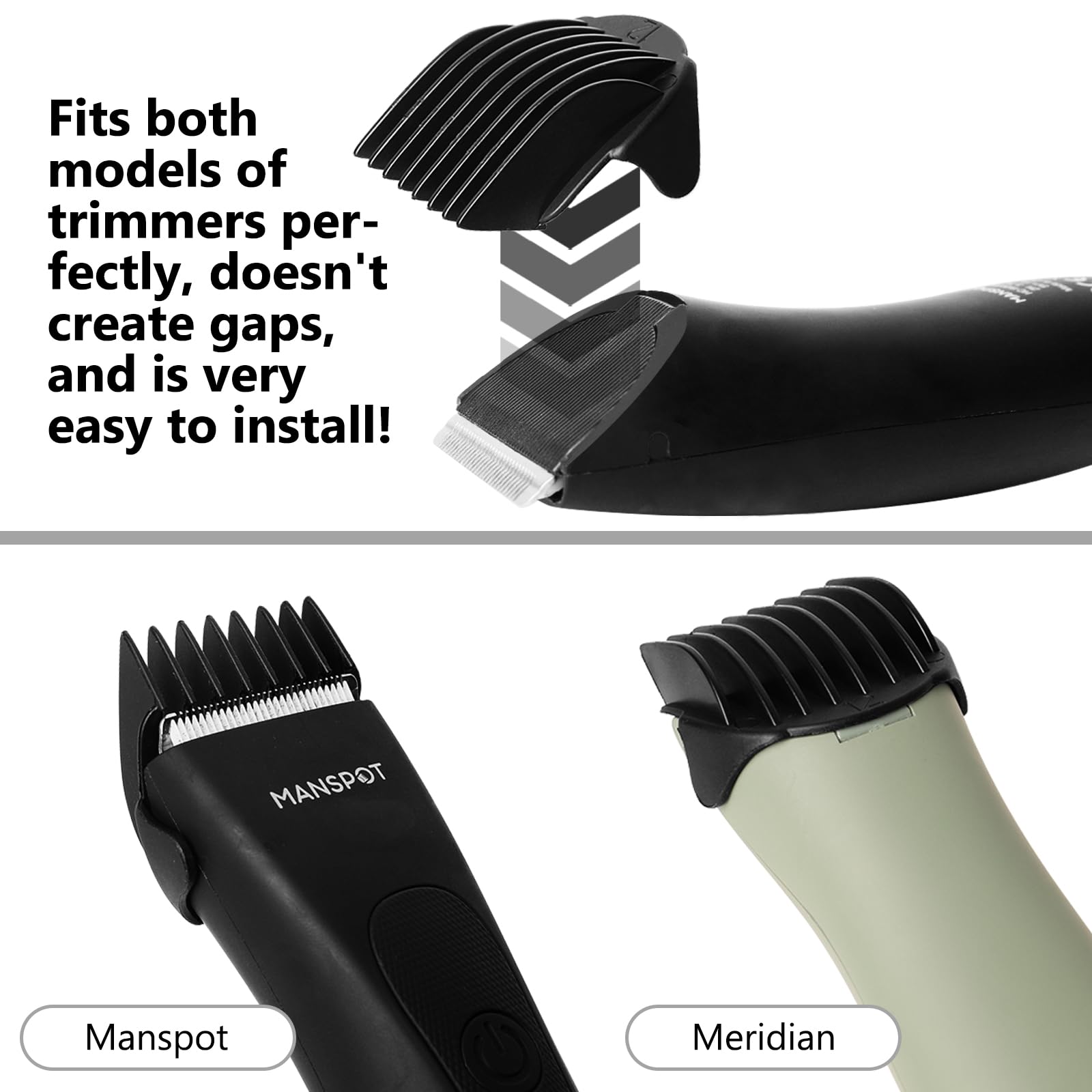 CR8GR8 8 Pack Professional Guide Comb Set for Manspot & Meridian Body Trimmers - Replacement Clipper Guards for Men's Body Hair Trimmer - Perfect for Beard, Chest, Back & Body Grooming