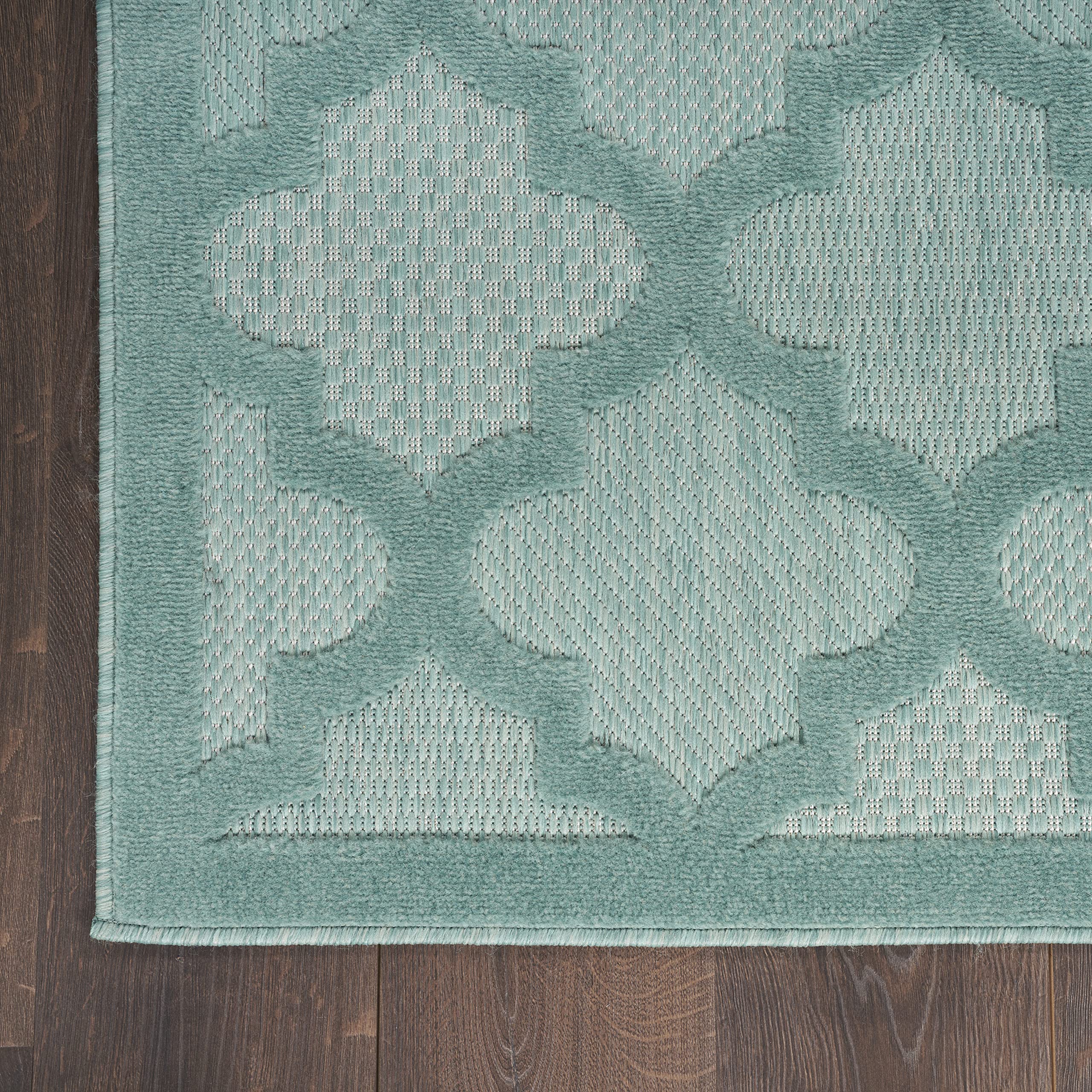 Nourison Easy Care Moroccan Aqua/Teal 6' x 9' Area Rug - Trellis Pattern, Stain Resistant & Non-Shedding for Easy Cleaning | Perfect for Living Room, Bedroom, Dining Room, Backyard, Deck & Patio Decor (6x9)