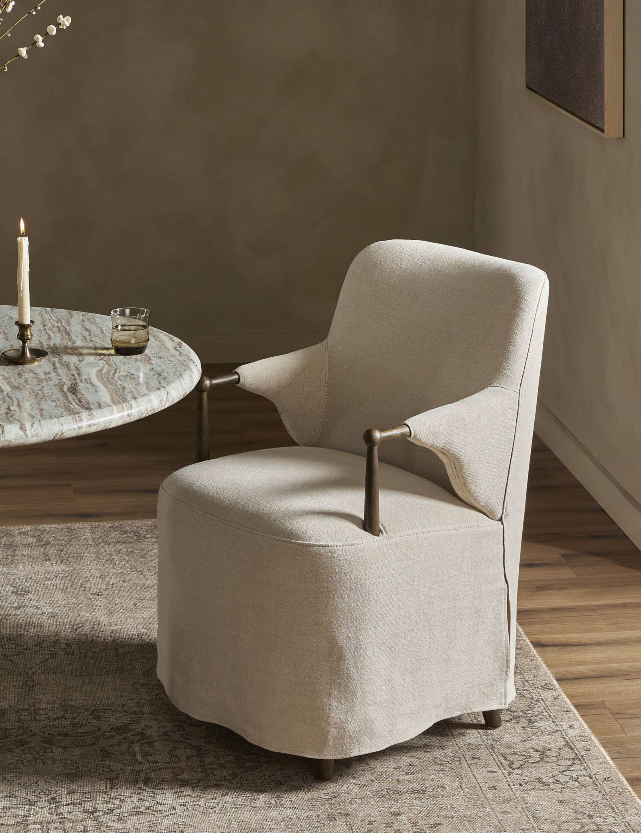 Brently Dining Chair by Amber Lewis x Four Hands - Modern Wooden Dining Chair for Kitchen & Dining Room - Perfect for Home Decor & Entertaining
