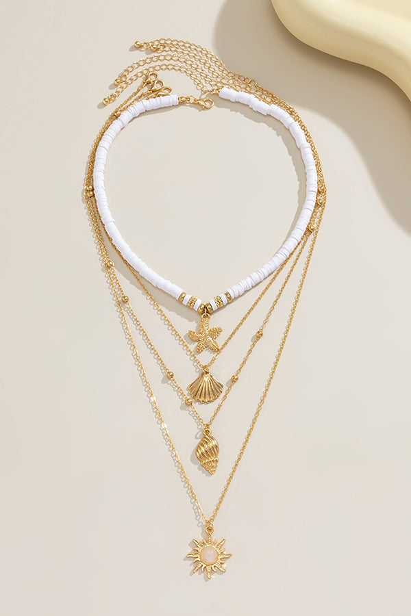Bohemian Imitation Pearl Shell Multi-Layered Necklace for Women - Elegant Beach Wedding Jewelry, Boho Chic Accessory for Summer Outfits & Vacation Style