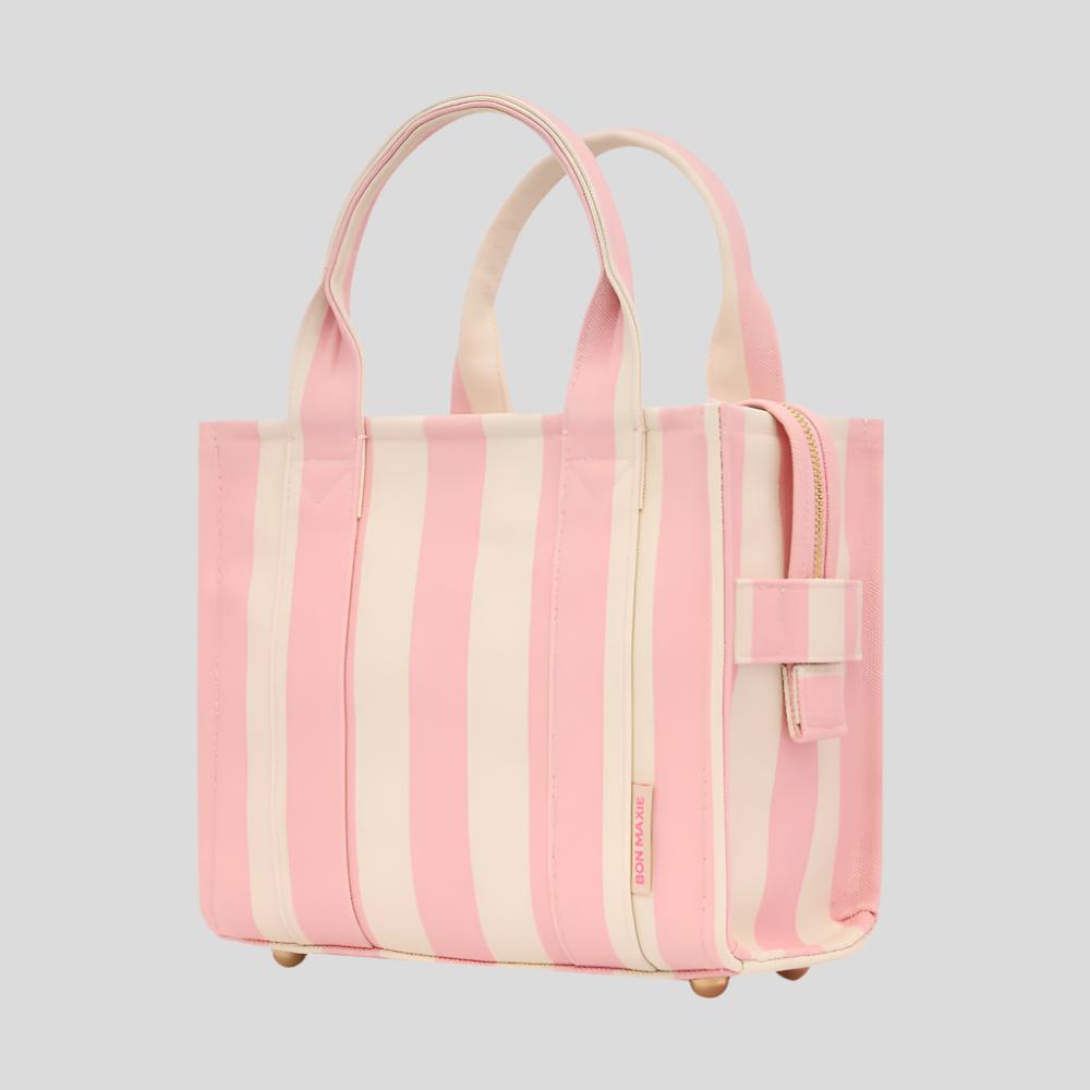 Micro Bon Vivant Structured Tote Bag - Blush Stripe Pattern Women's Handbag for Work, Travel & Shopping | Stylish & Durable Designer Purse