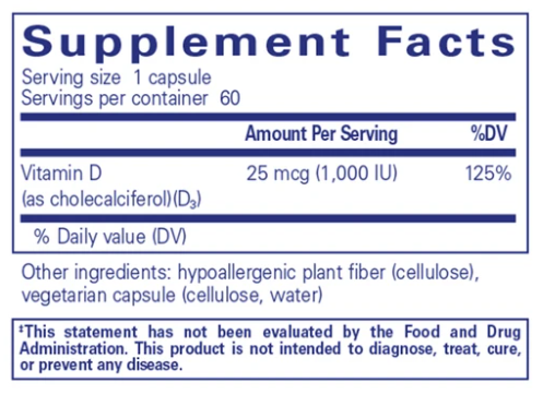 Vitamin D3 25 mcg (1,000 IU) Supplement - Supports Bone Health & Immune System - for Adults & Kids - Daily Immune Support & Calcium Absorption - Perfect for Home, Office & Travel Use