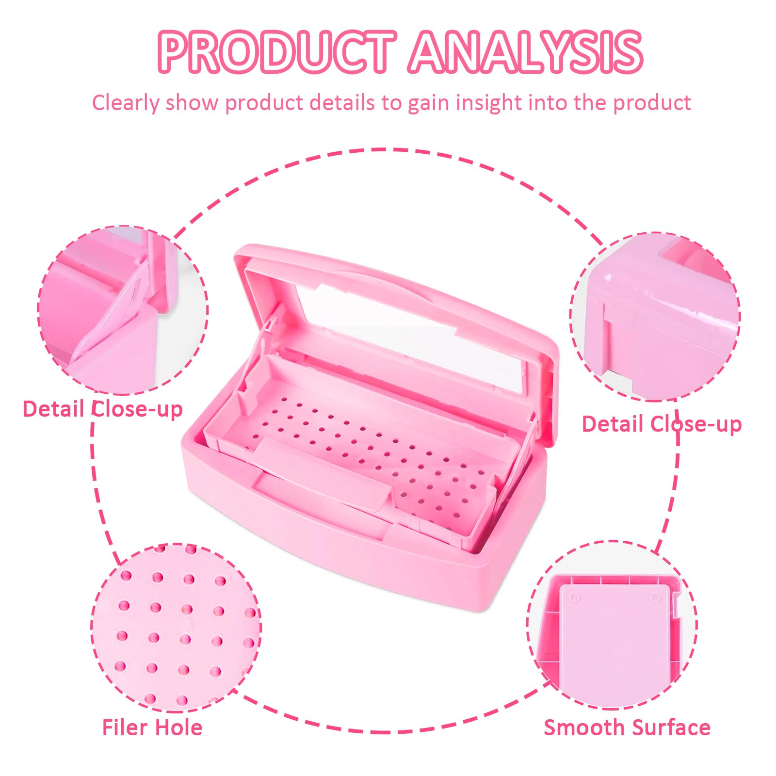 BUCICE UV Nail Tool Sterilizer - Professional Salon-Grade Sterilization Tray for Tweezers, Manicure & Pedicure Tools - Essential Nail Tech & Hair Salon Equipment (Pink) | Perfect for Sanitizing Nail Supplies Between Clients