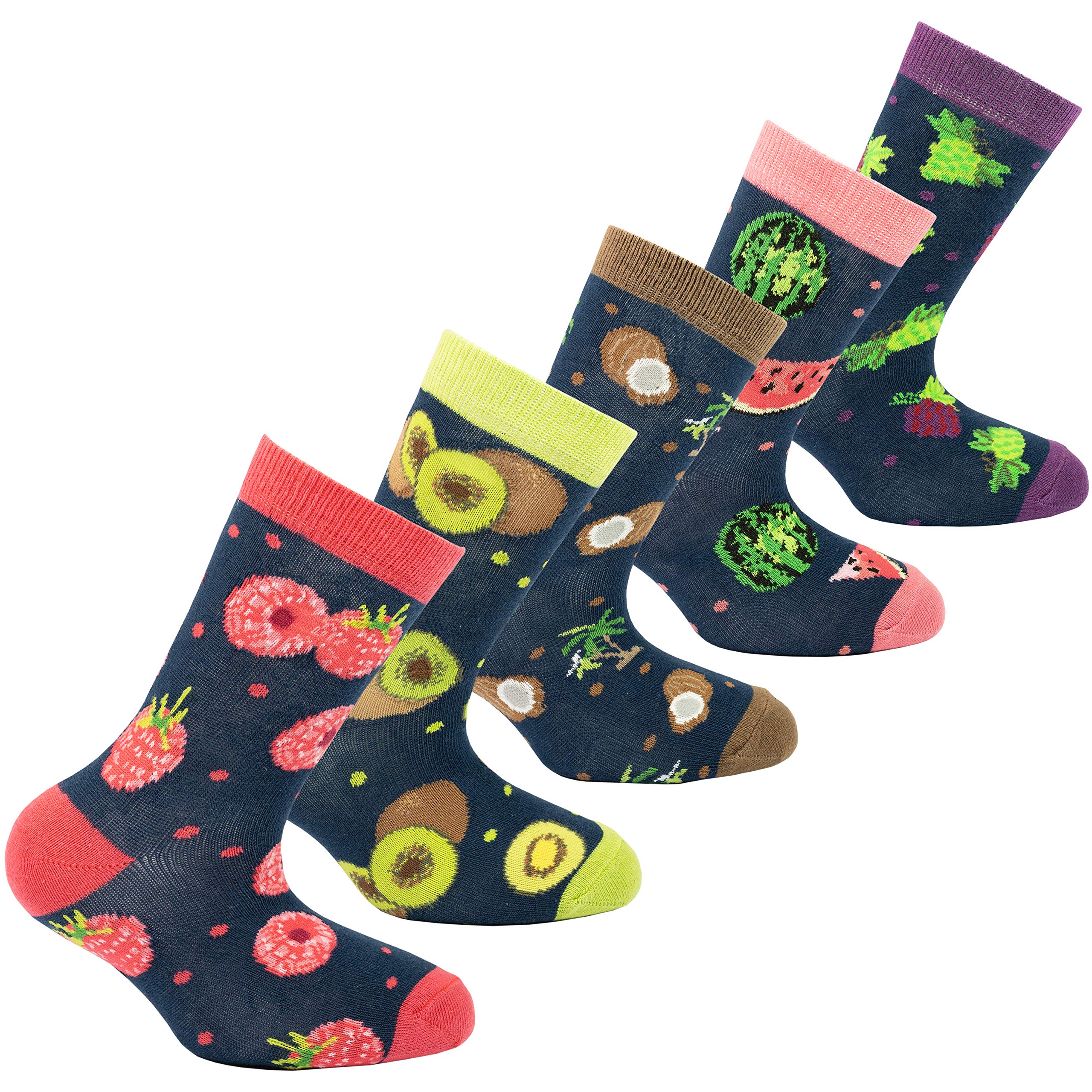 Kids 5-Pair Fun Cool Cotton Colorful Dress Crew Socks Gift Box - Soft Breathable Socks for School, Sports & Daily Wear