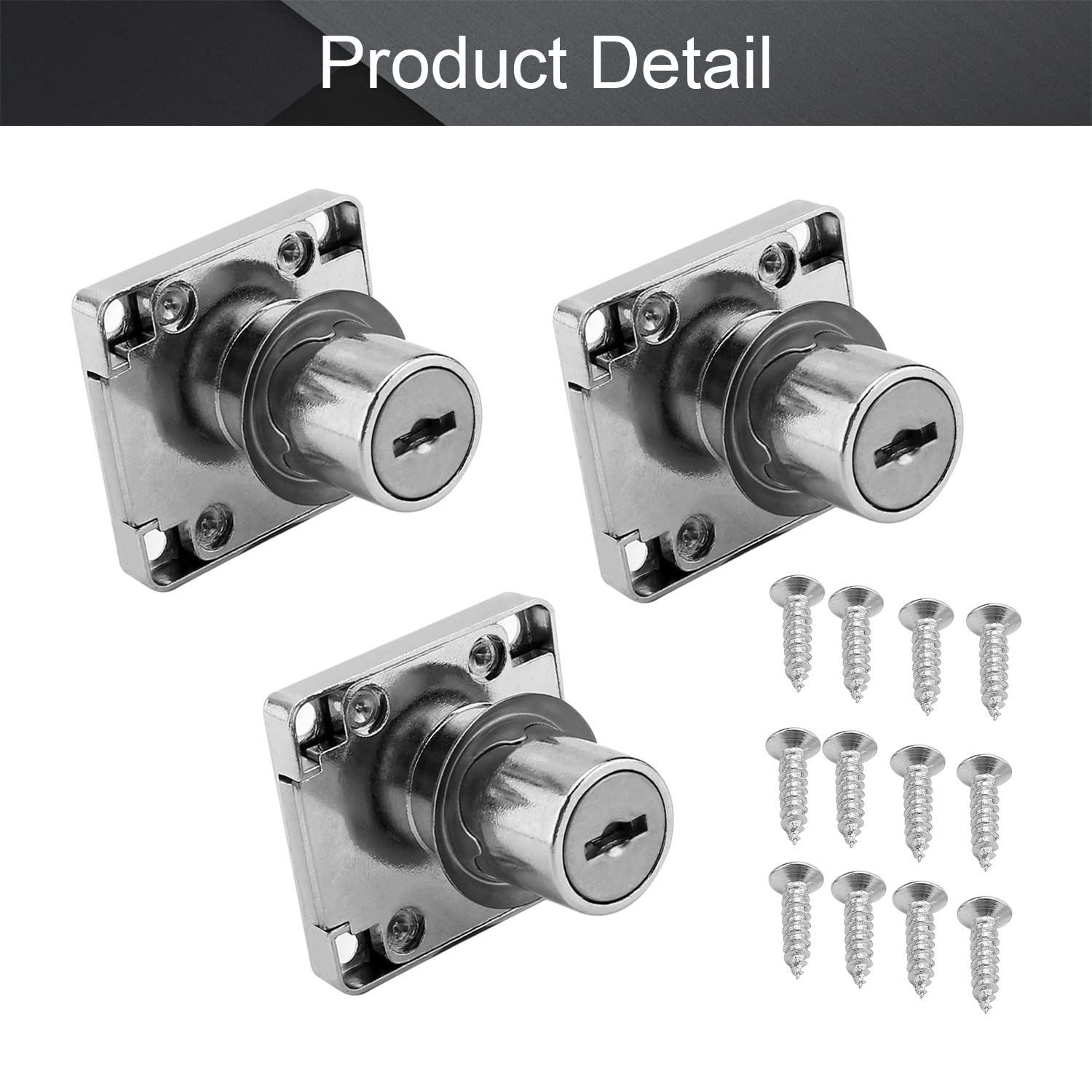 MroMax 6-Piece Zinc Alloy Drawer Cabinet Lock Set - Keyed Alike Cupboard & Desk Locks for Home, Office, and Retail Display Cases - Secure Storage Solutions for Jewelry, Cash, and Important Documents