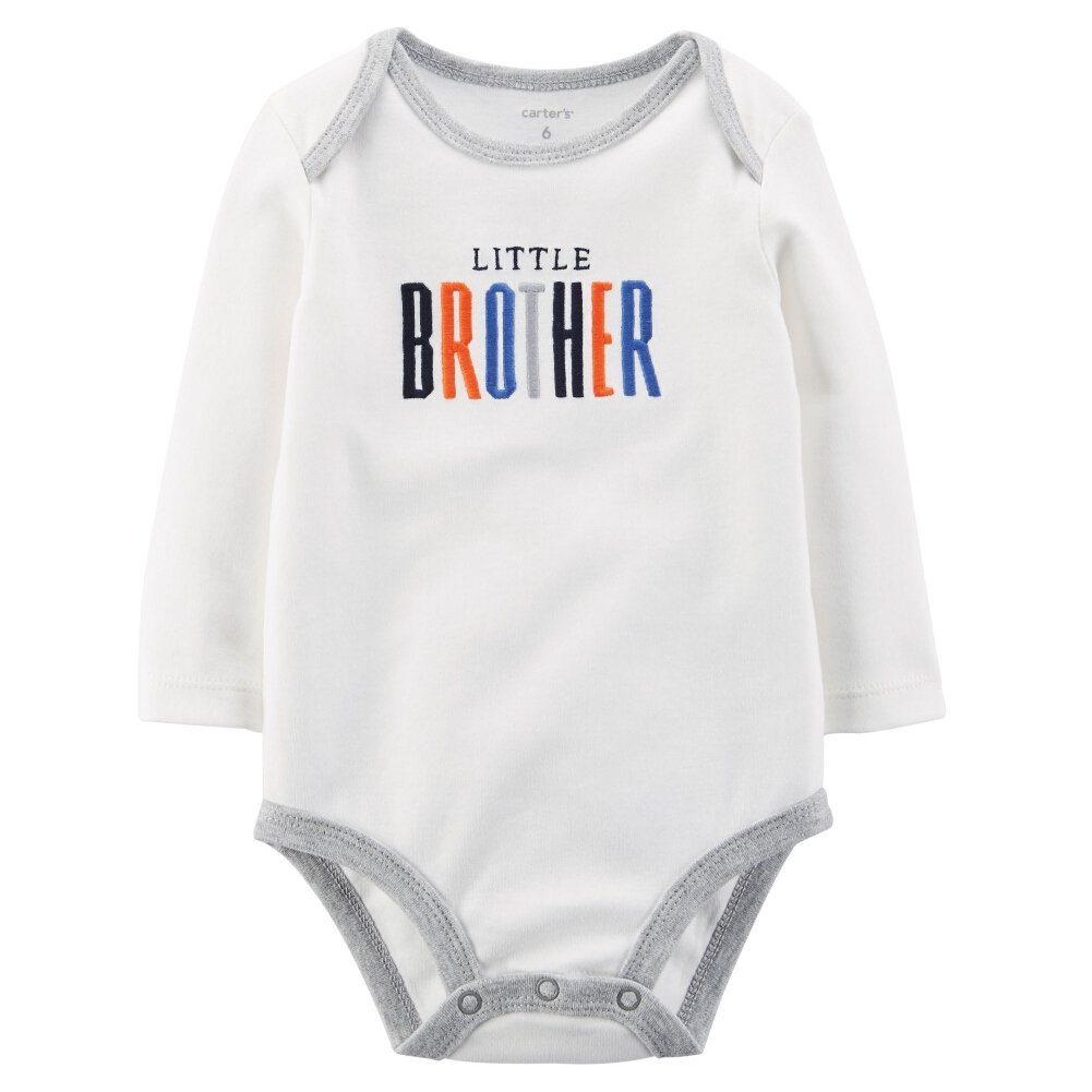 Carters Baby Boys Little Brother Bodysuit Ivory 24 Months - Soft Cotton Onesie for Infant & Toddler, Perfect for Playtime, Daycare & Family Photos