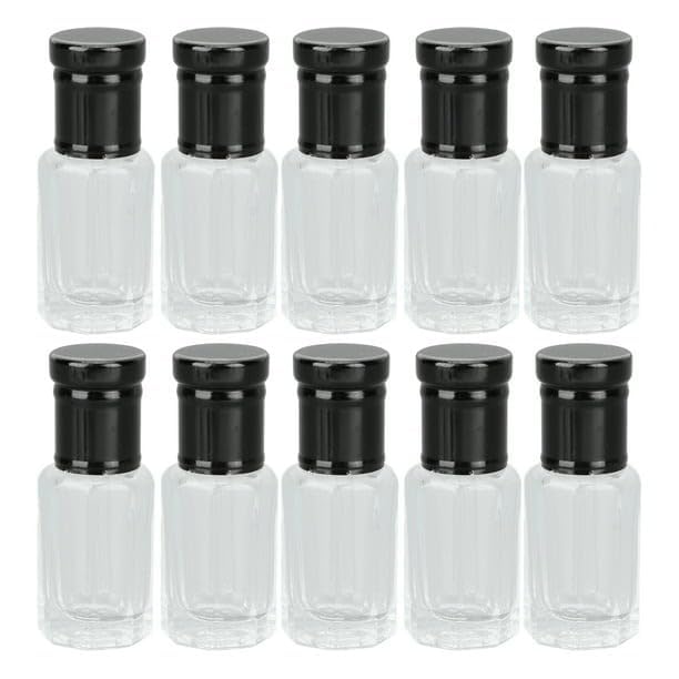 12 Pack 6ml Empty Glass Roll On Bottles with Black Caps - Reusable Essential Oil Containers for Aromatherapy, Perfume & Beauty DIY