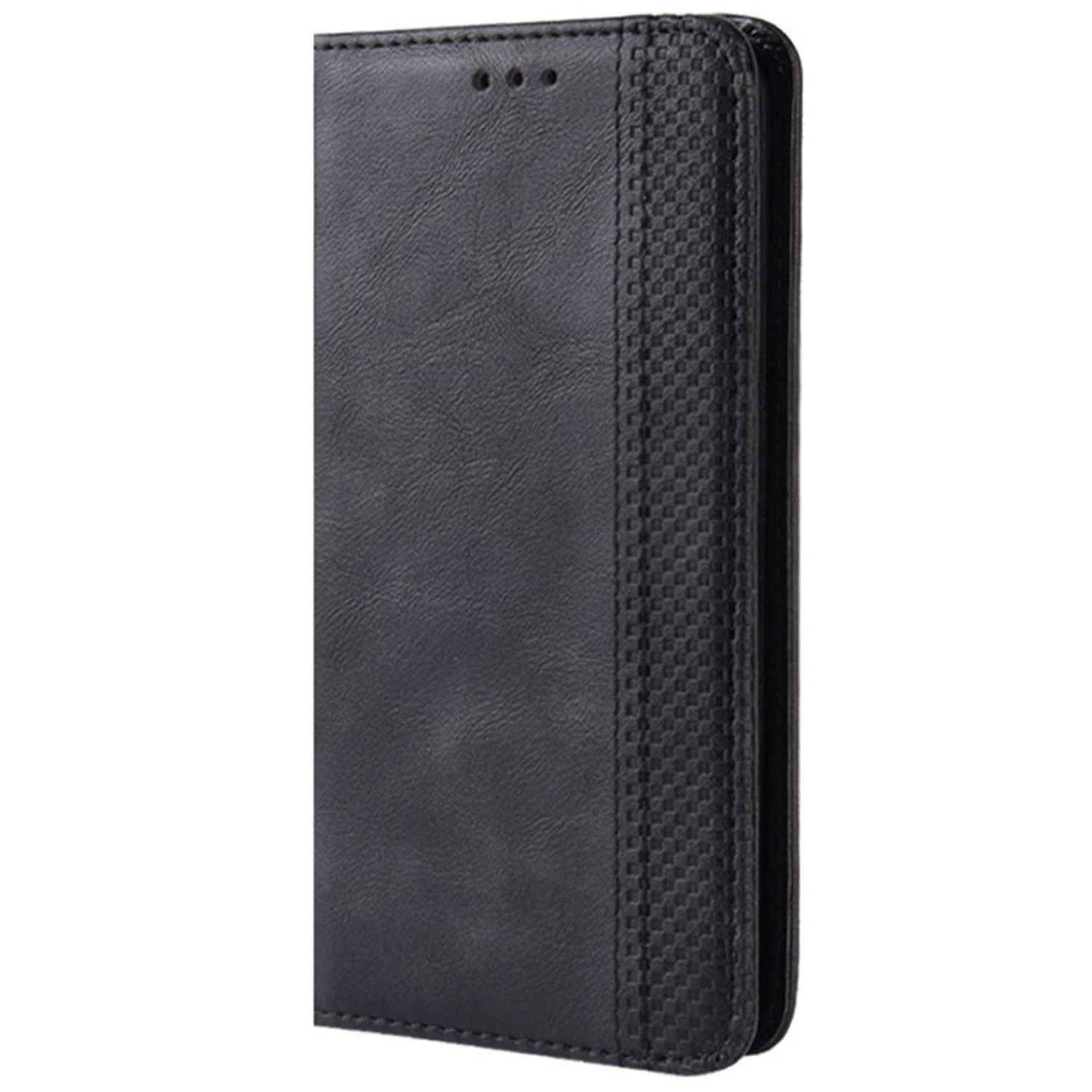 Oppo A53s Phone Case - Retro PU Leather Full Body Shockproof Wallet Flip Cover with Card Slot Holder & Magnetic Closure - Protective Case for Oppo A53s - Perfect for Work, Travel & Everyday Use (Black)
